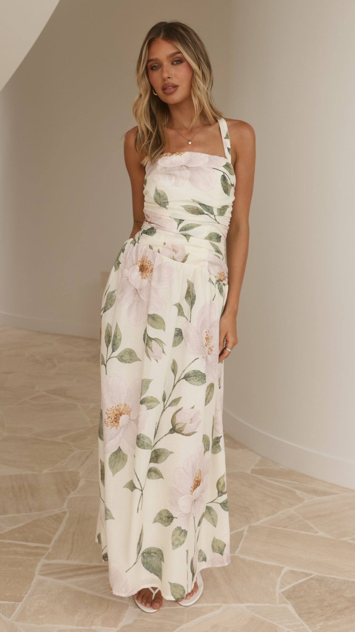 Zarly Maxi Dress - Cream Floral - Billy J