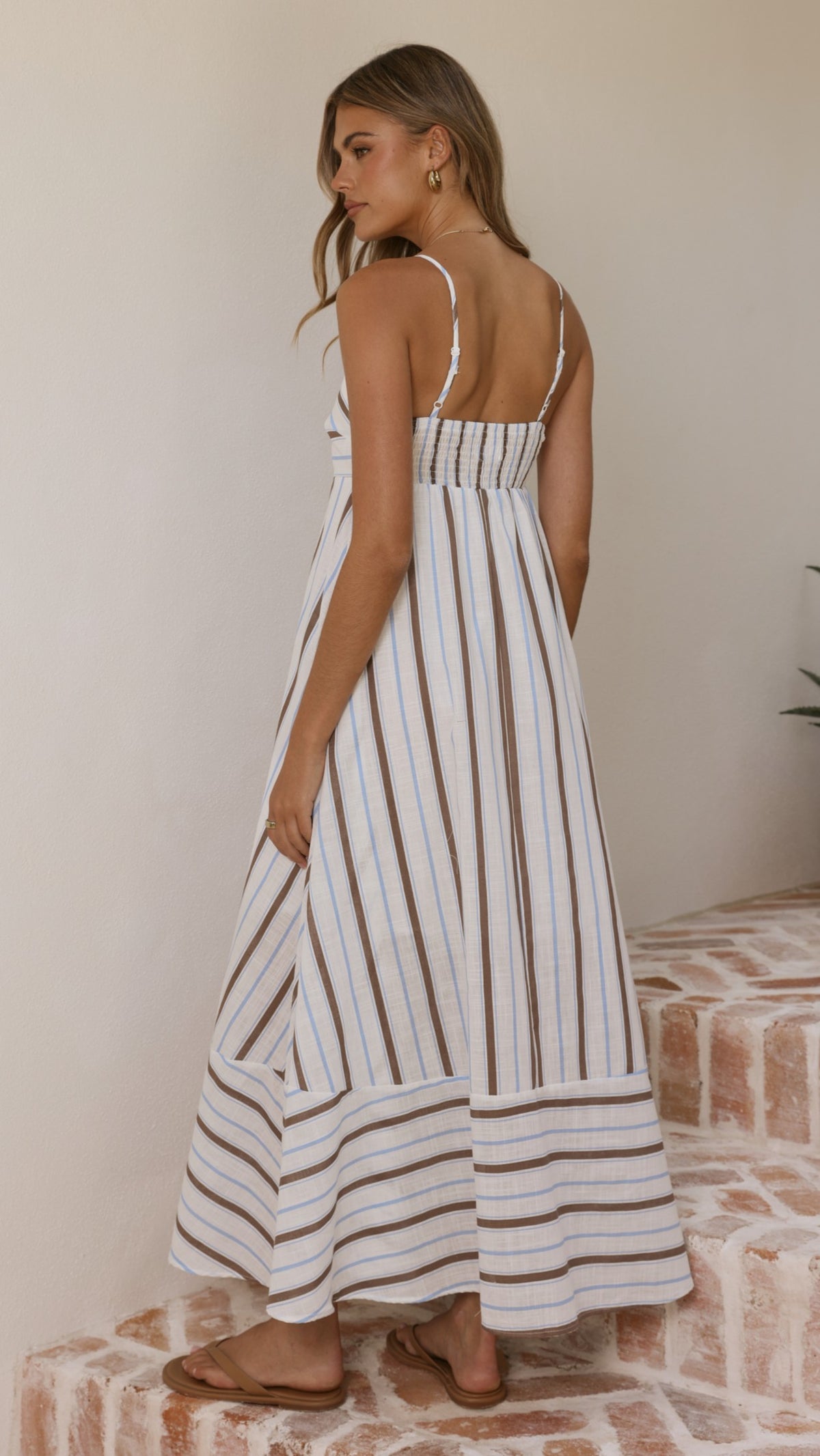 Marcel Maxi Dress - Choc/Blue Stripe - Billy J