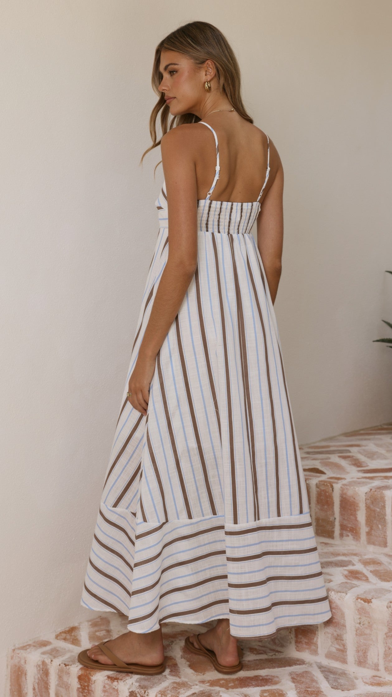 Marcel Maxi Dress - Choc/Blue Stripe - Billy J