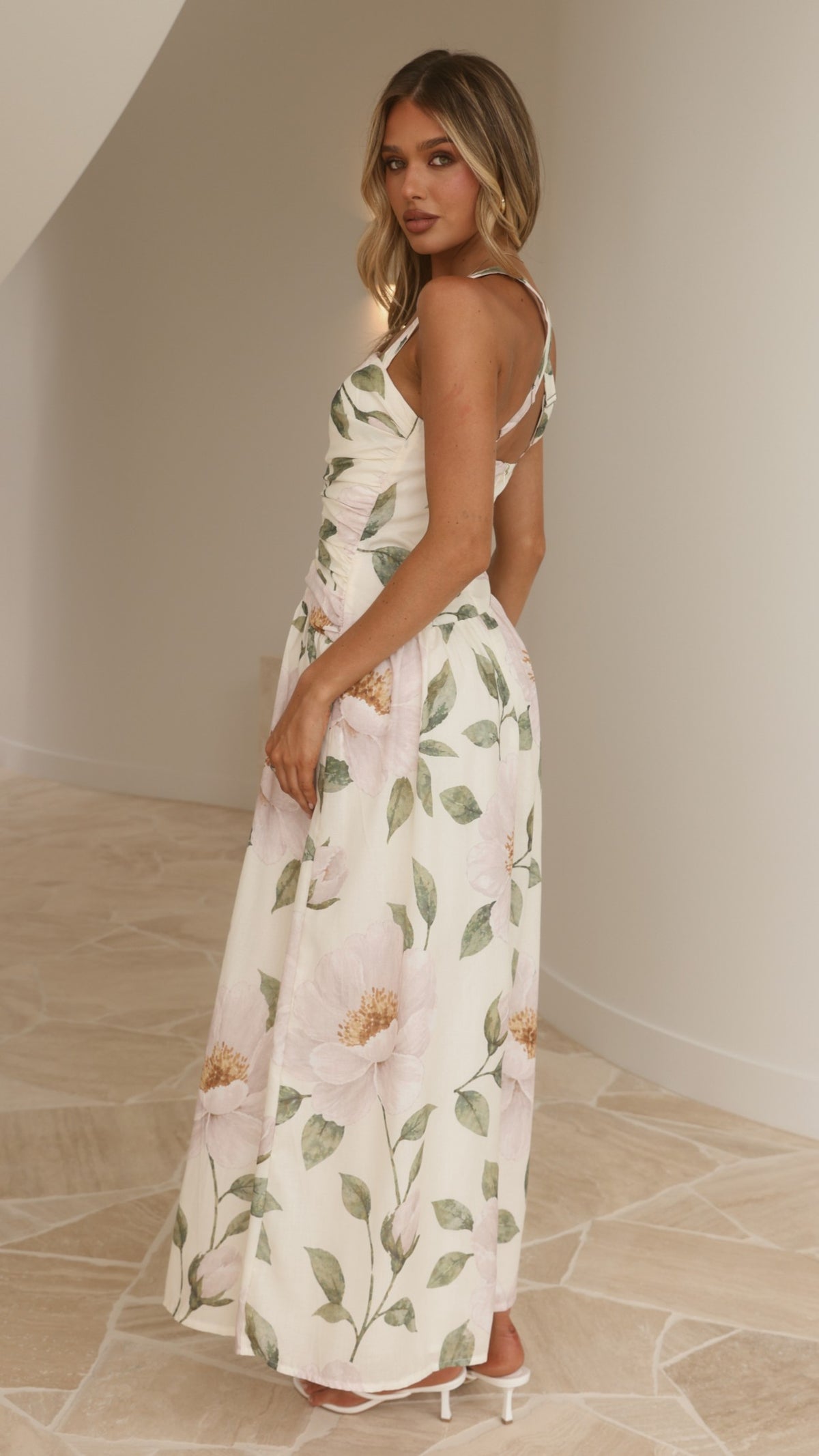 Zarly Maxi Dress - Cream Floral - Billy J