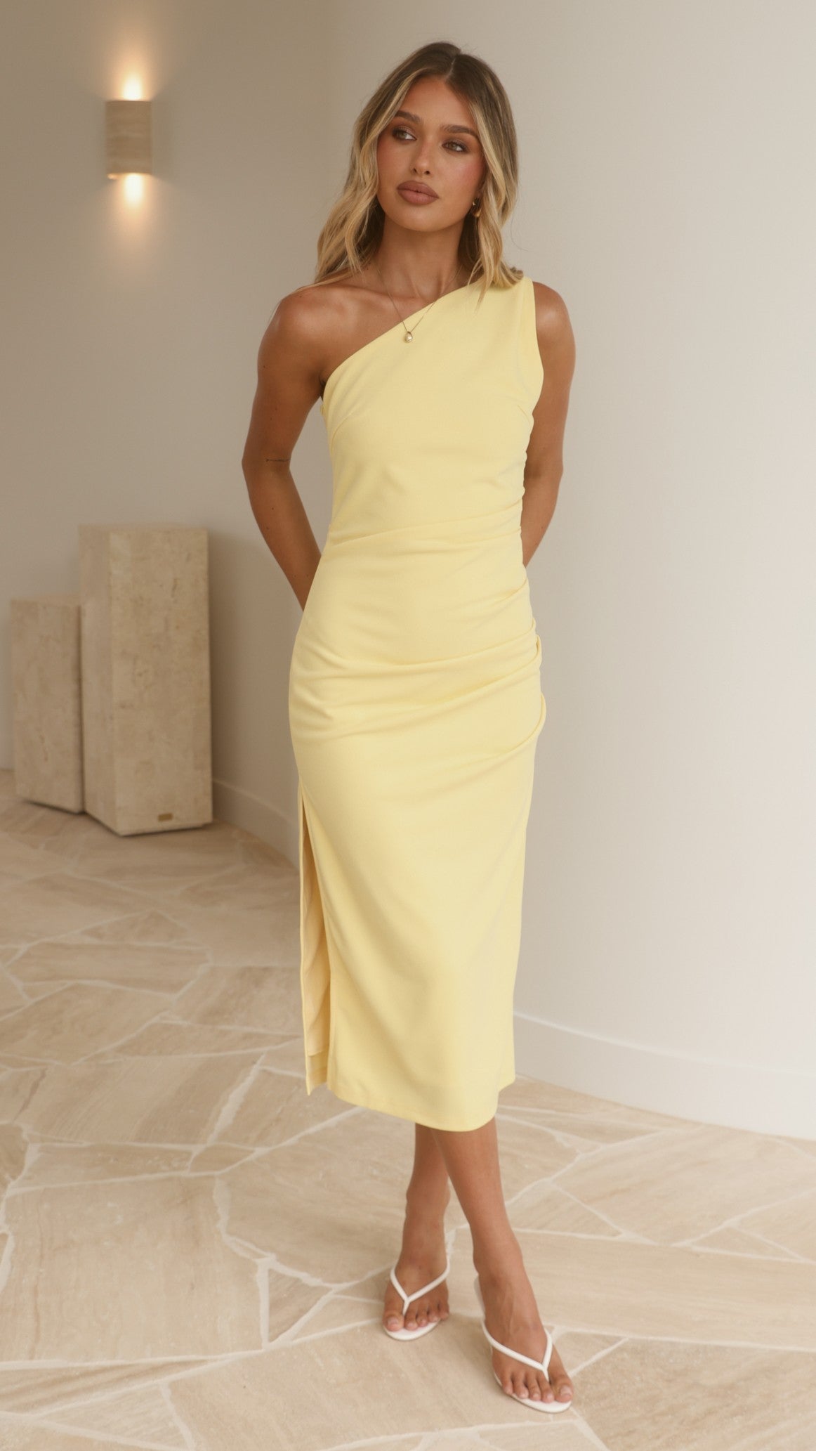 Alaina Midi Dress - Yellow - Billy J