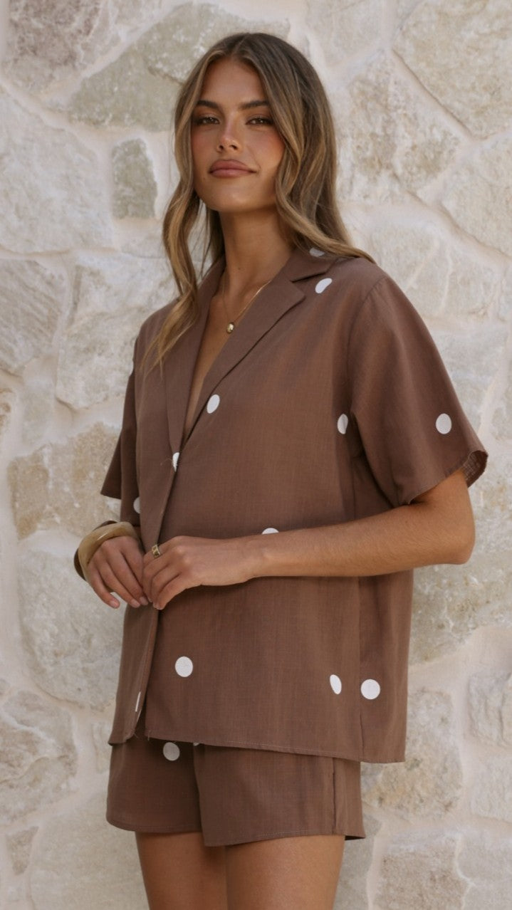 Nadine Shirt and Shorts Set - Chocolate Polka - Billy J