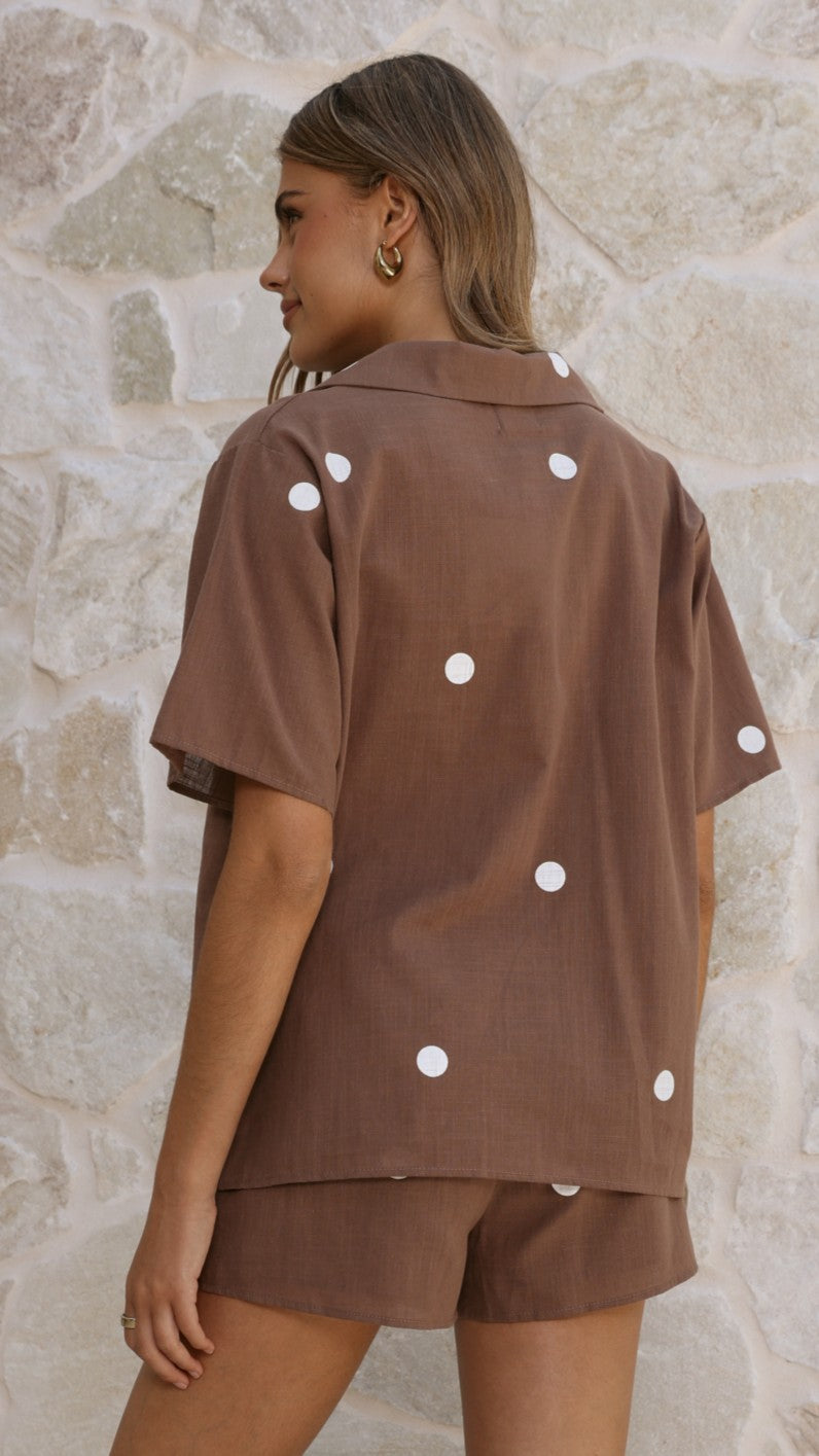 Nadine Shirt and Shorts Set - Chocolate Polka - Billy J