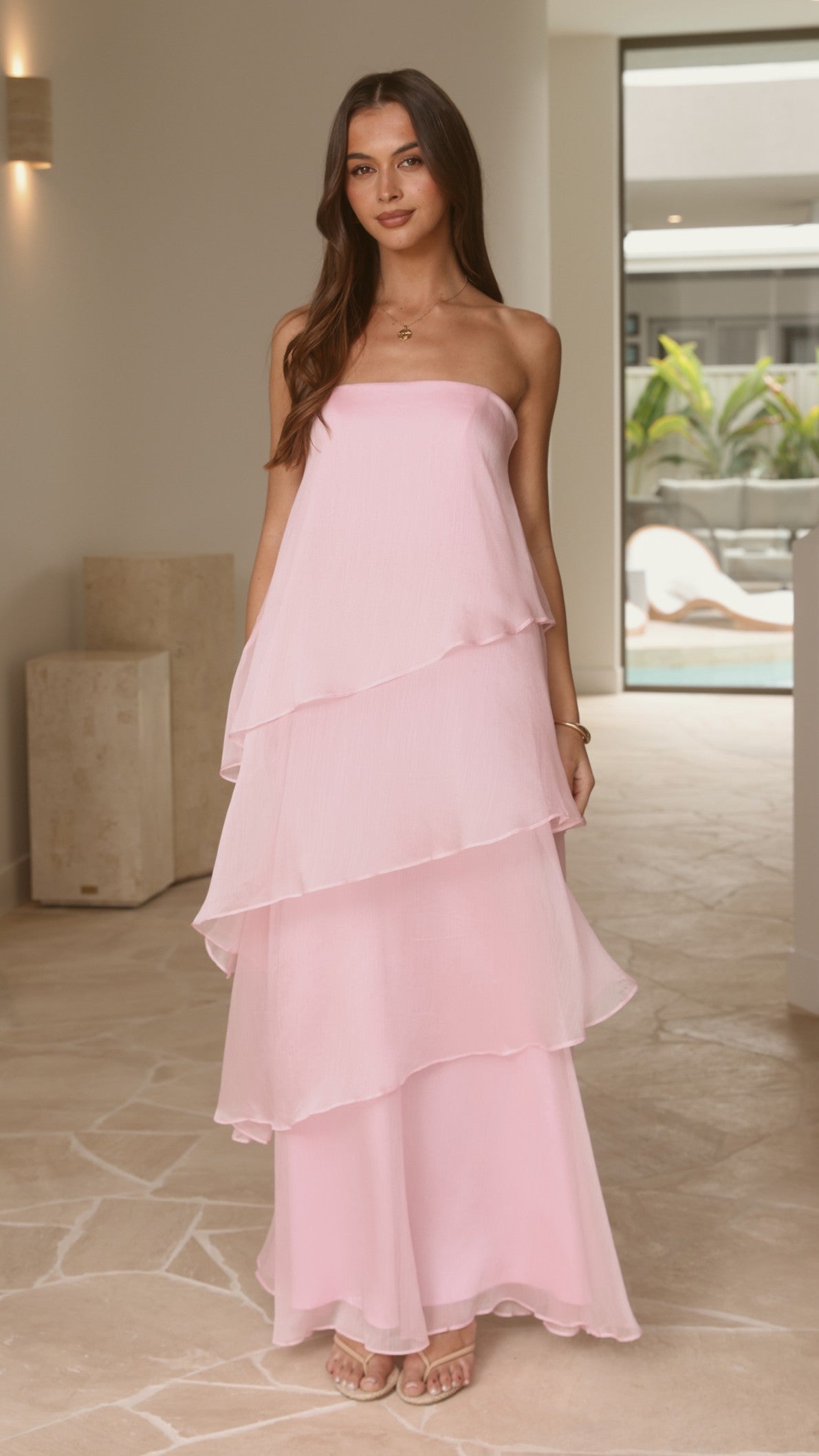 Daisie Strapless Maxi Dress - Pink - Billy J