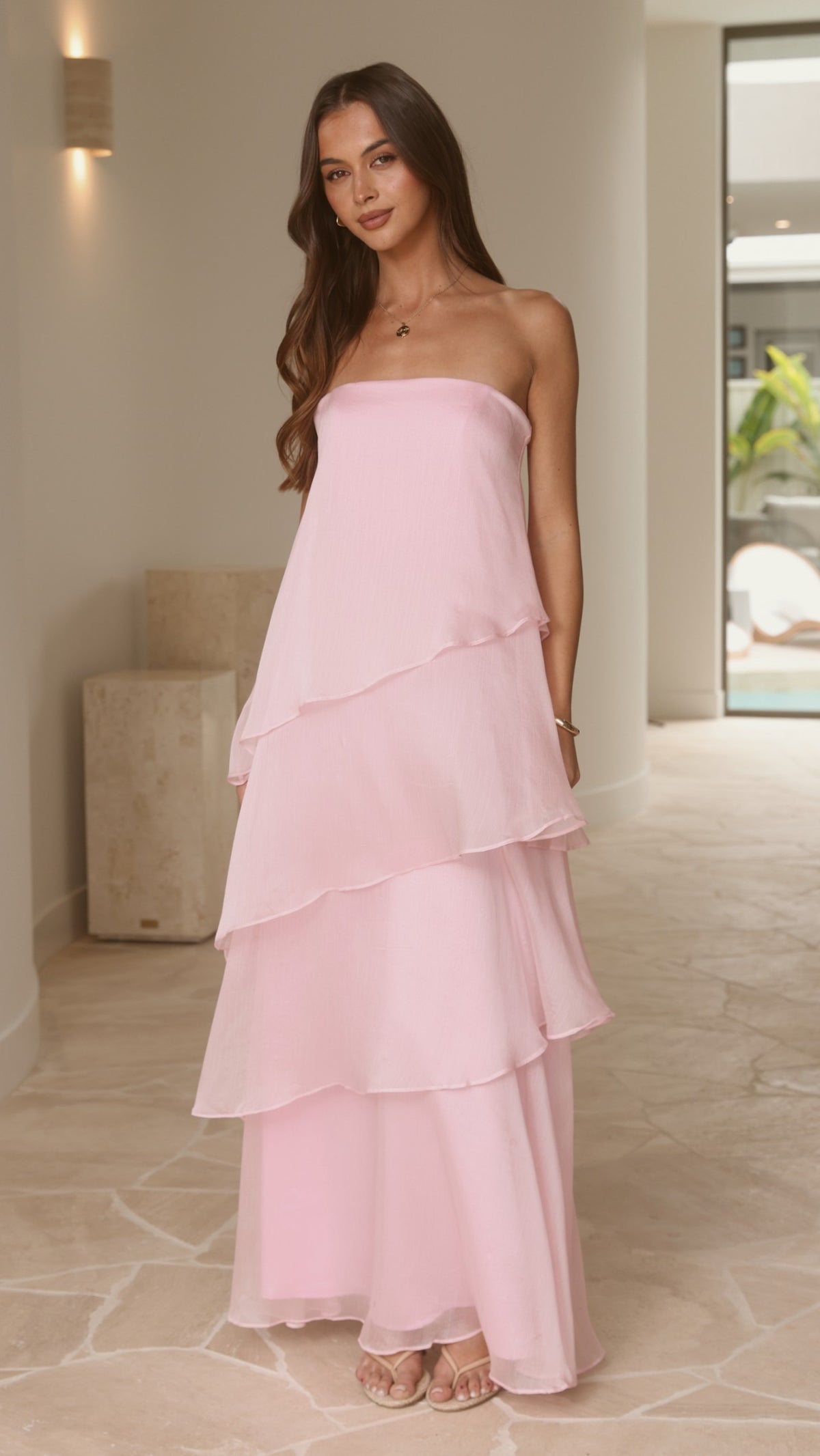 Daisie Strapless Maxi Dress - Pink - Billy J