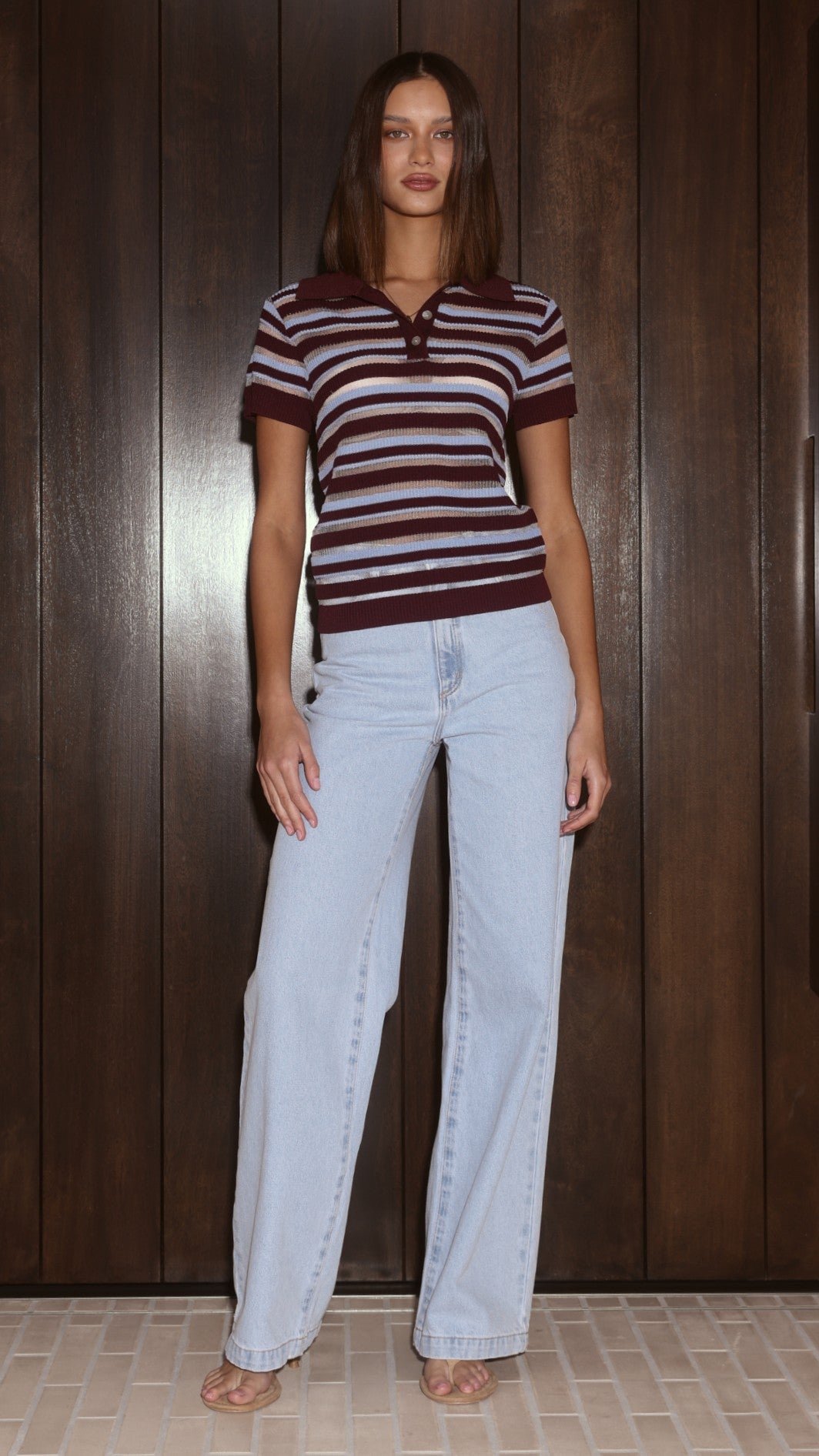 Alana Top - Blue/Maroon Stripe - Billy J