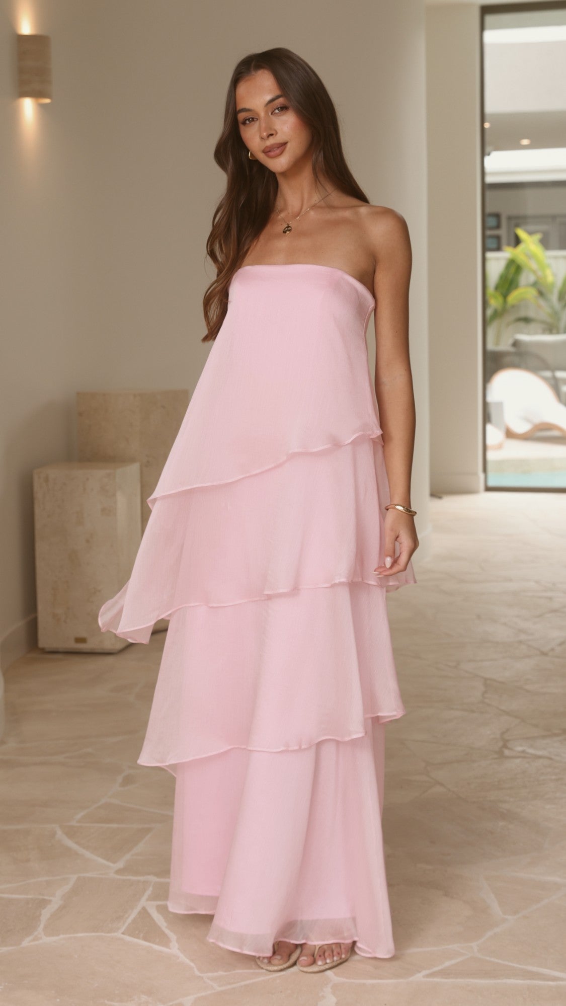 Daisie Strapless Maxi Dress - Pink - Billy J
