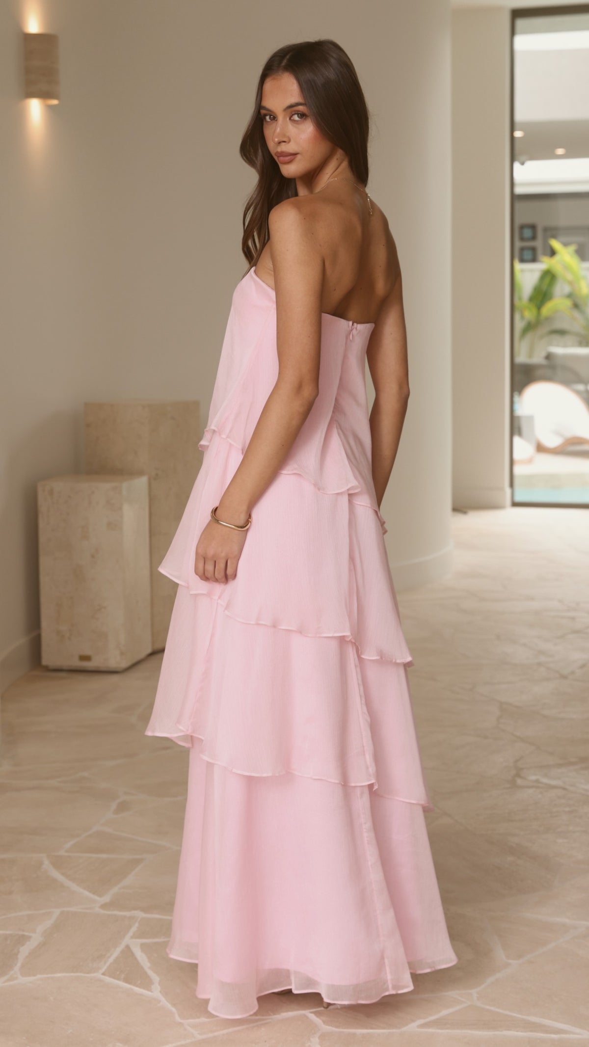 Daisie Strapless Maxi Dress - Pink - Billy J