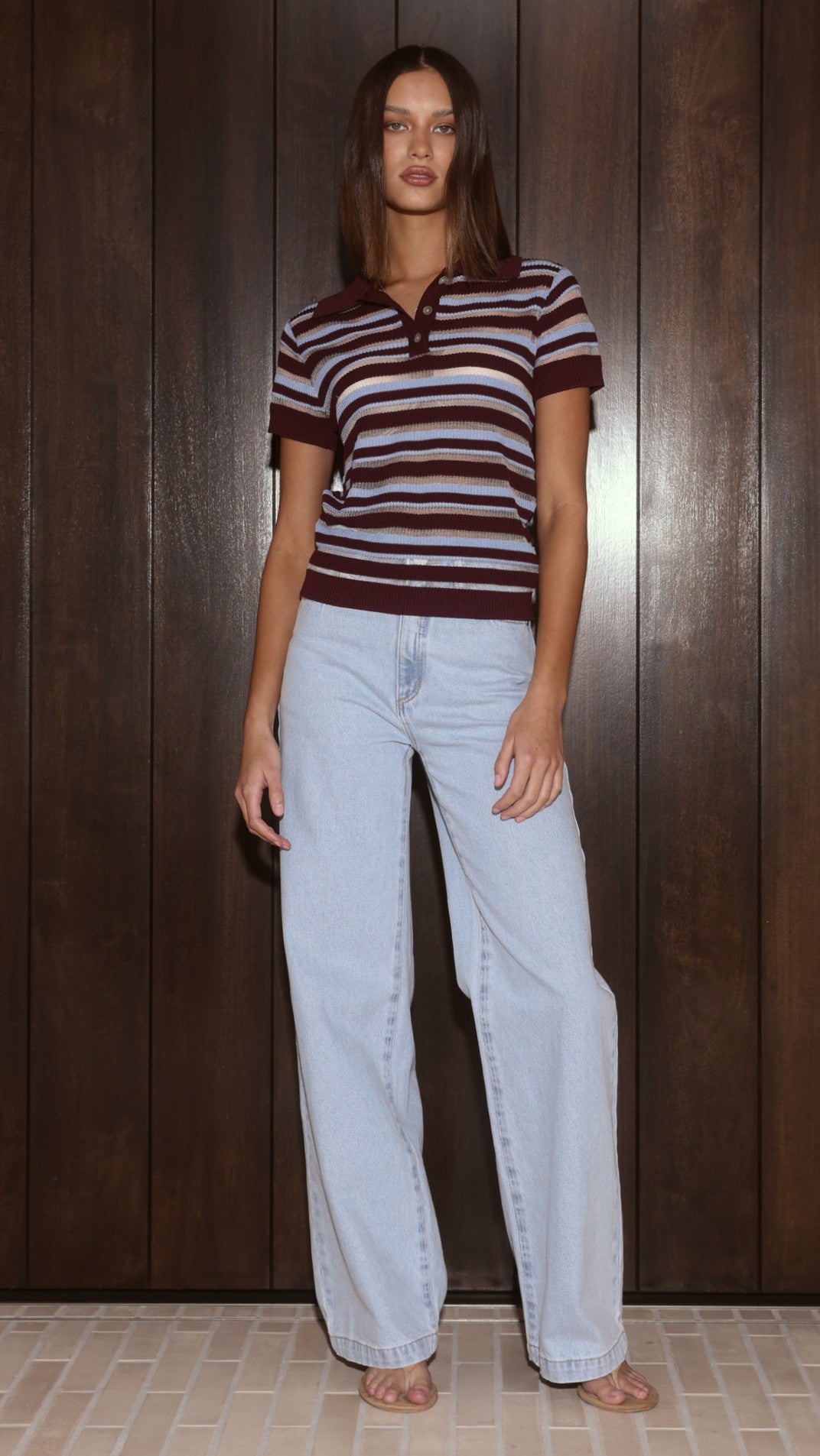 Alana Top - Blue/Maroon Stripe - Billy J