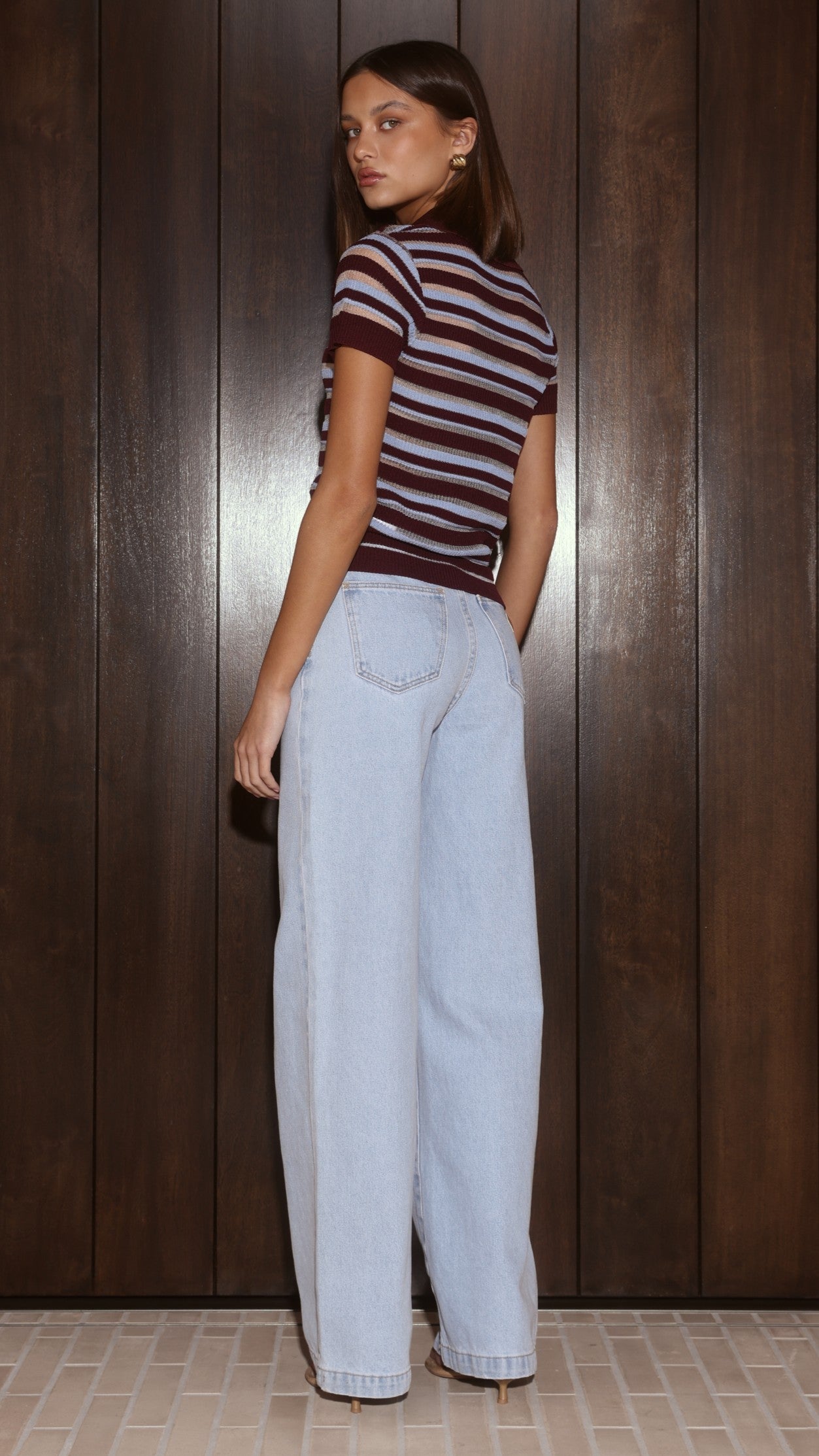 Alana Top - Blue/Maroon Stripe - Billy J