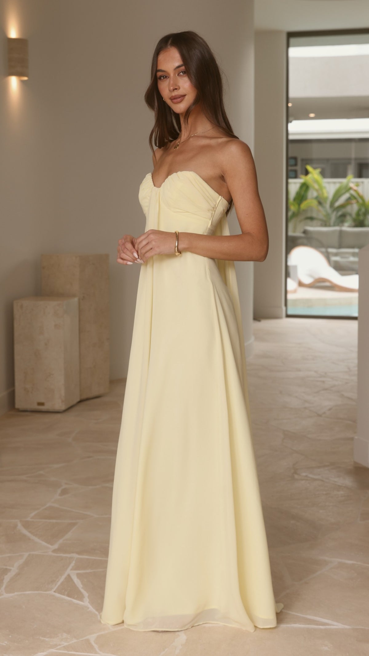 Olivia Strapless Maxi Dress - Yellow - Billy J
