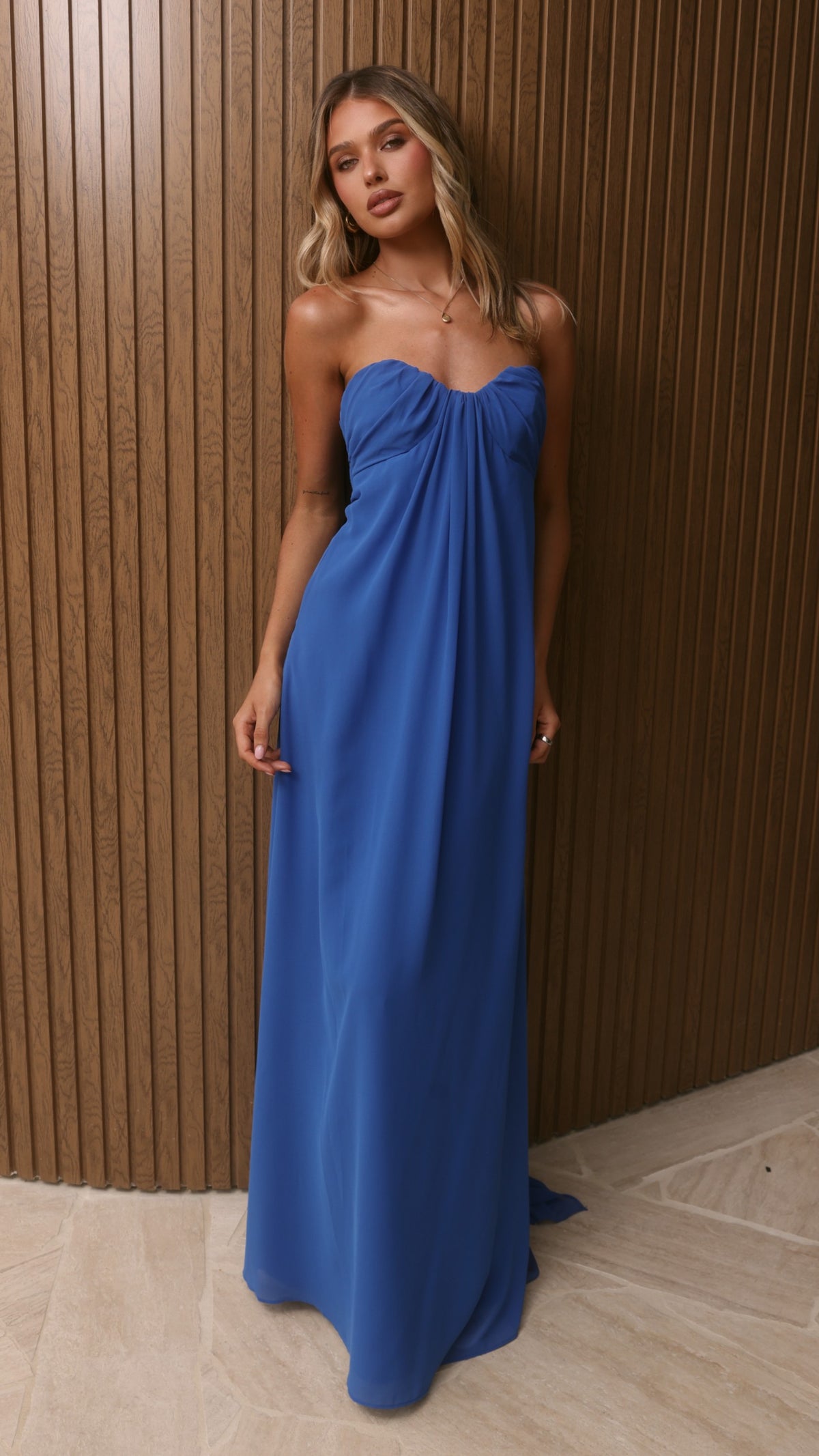 Olivia Strapless Maxi Dress - Cobalt Blue - Billy J