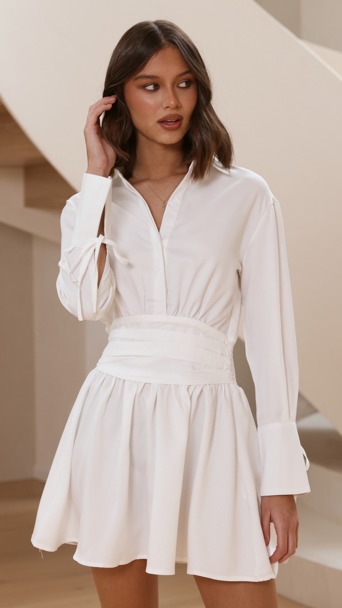 Janessa Mini Dress - White - Billy J