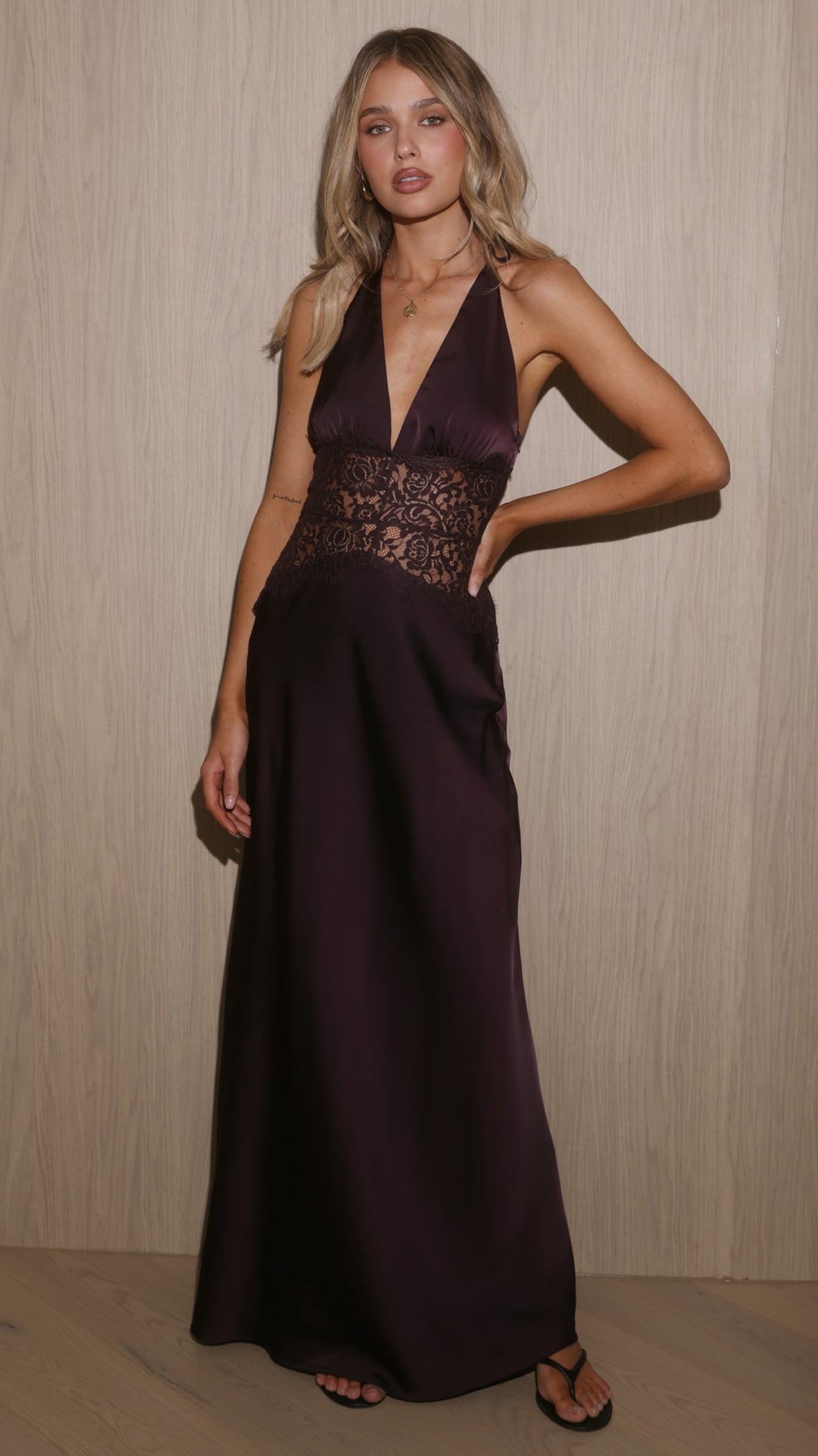 Celia Lace Maxi Dress - Plum - Billy J