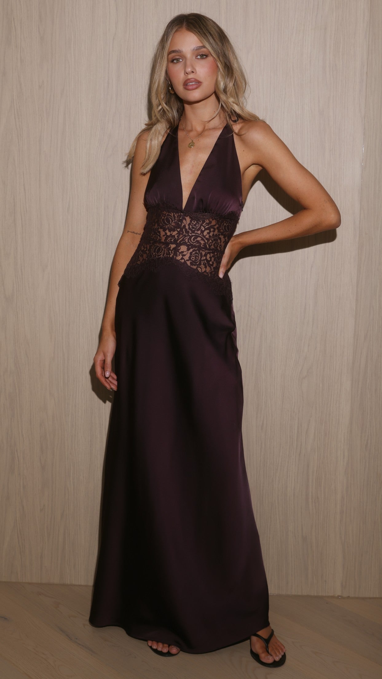 Celia Lace Maxi Dress - Plum - Billy J