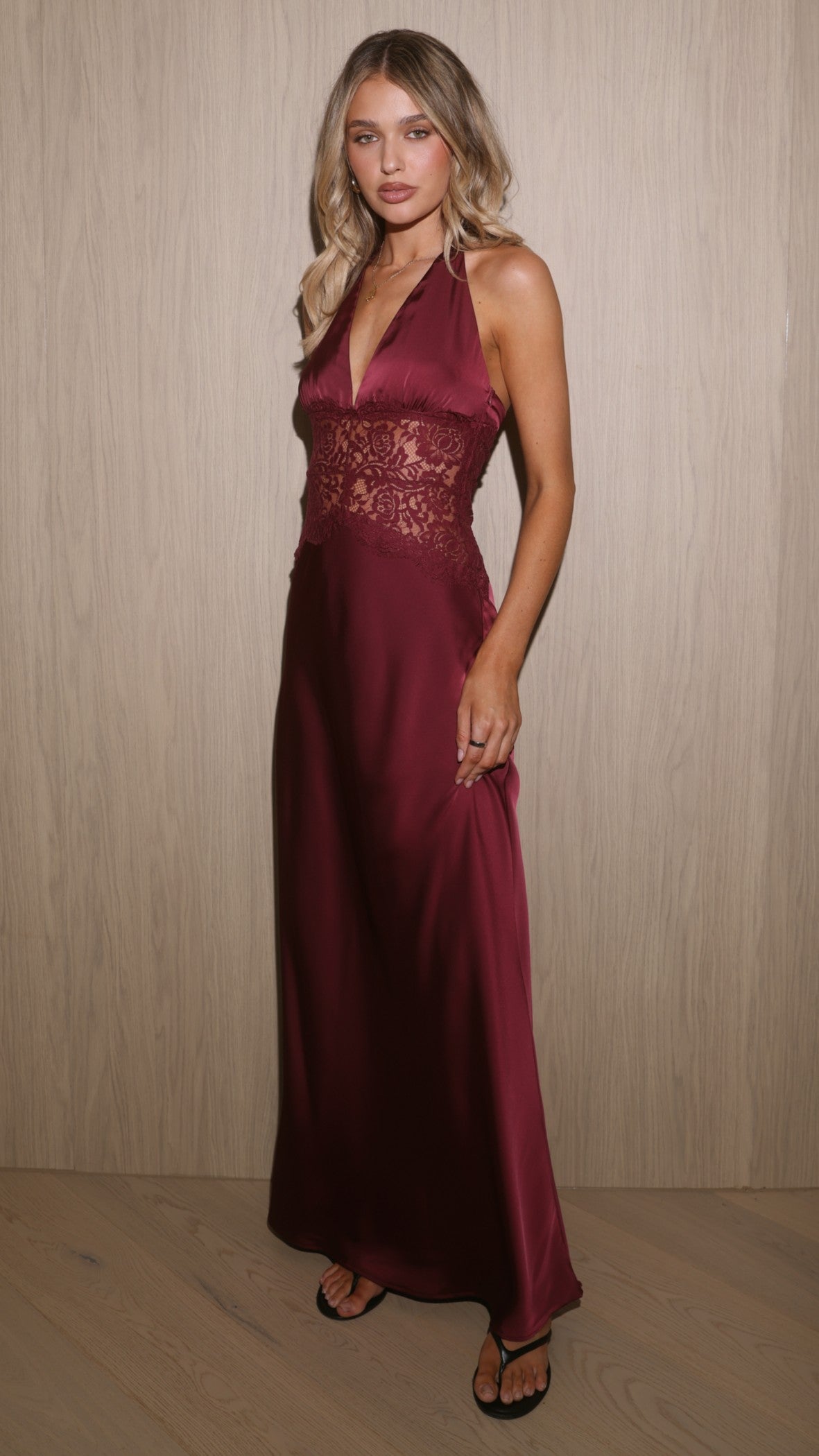 Celia Lace Maxi Dress - Wine - Billy J