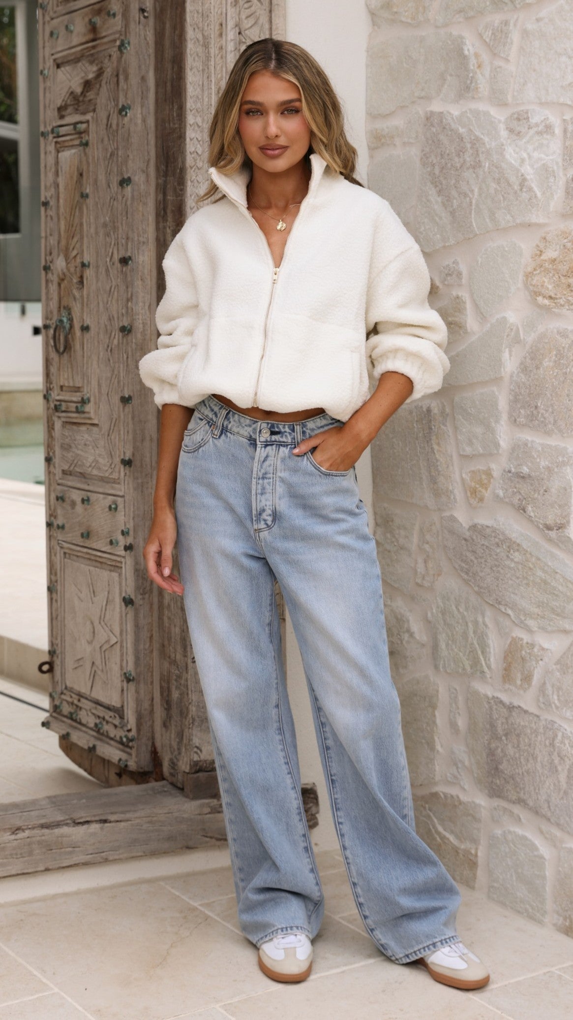 Maisie Teddy Jacket - Cream - Billy J