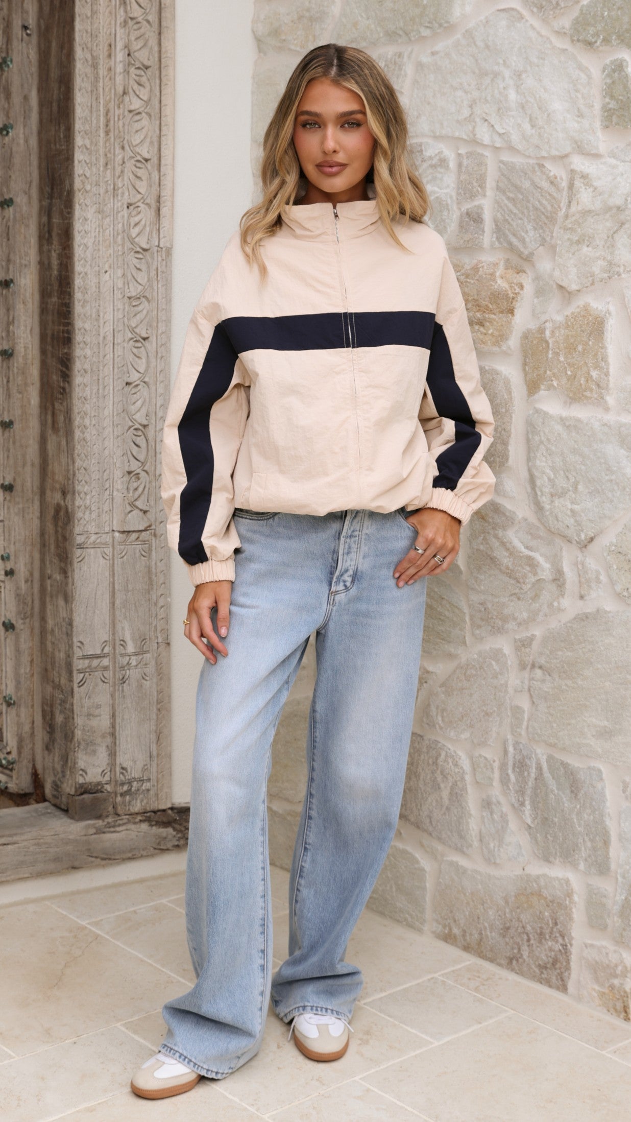 Ariella Jacket - Beige/Navy - Billy J