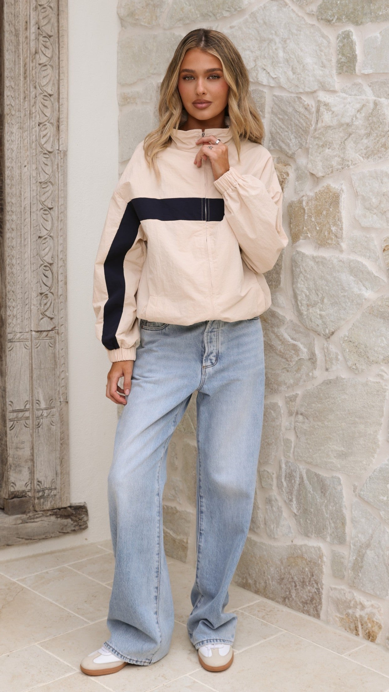 Ariella Jacket - Beige/Navy - Billy J