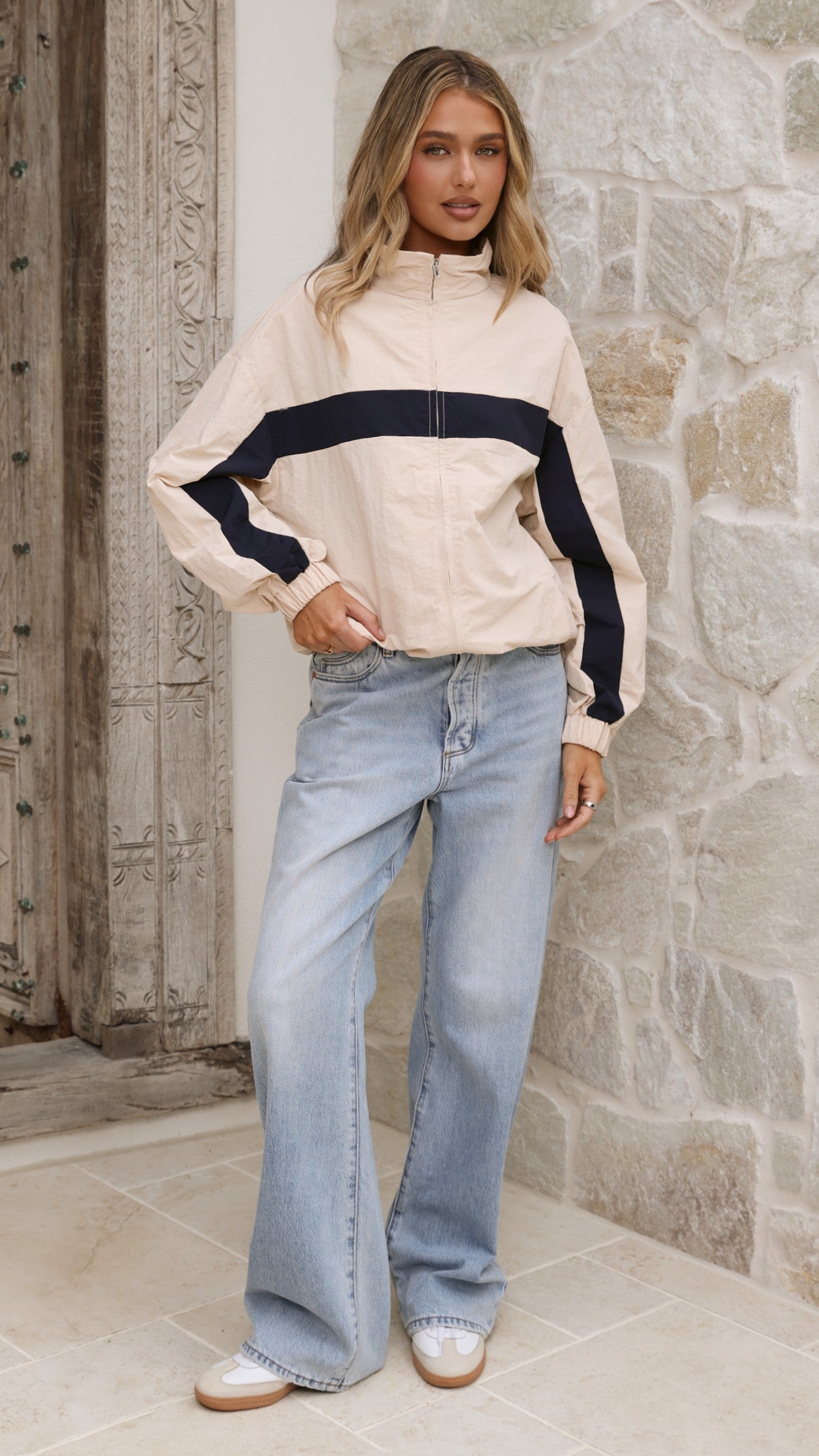 Ariella Jacket - Beige/Navy - Billy J
