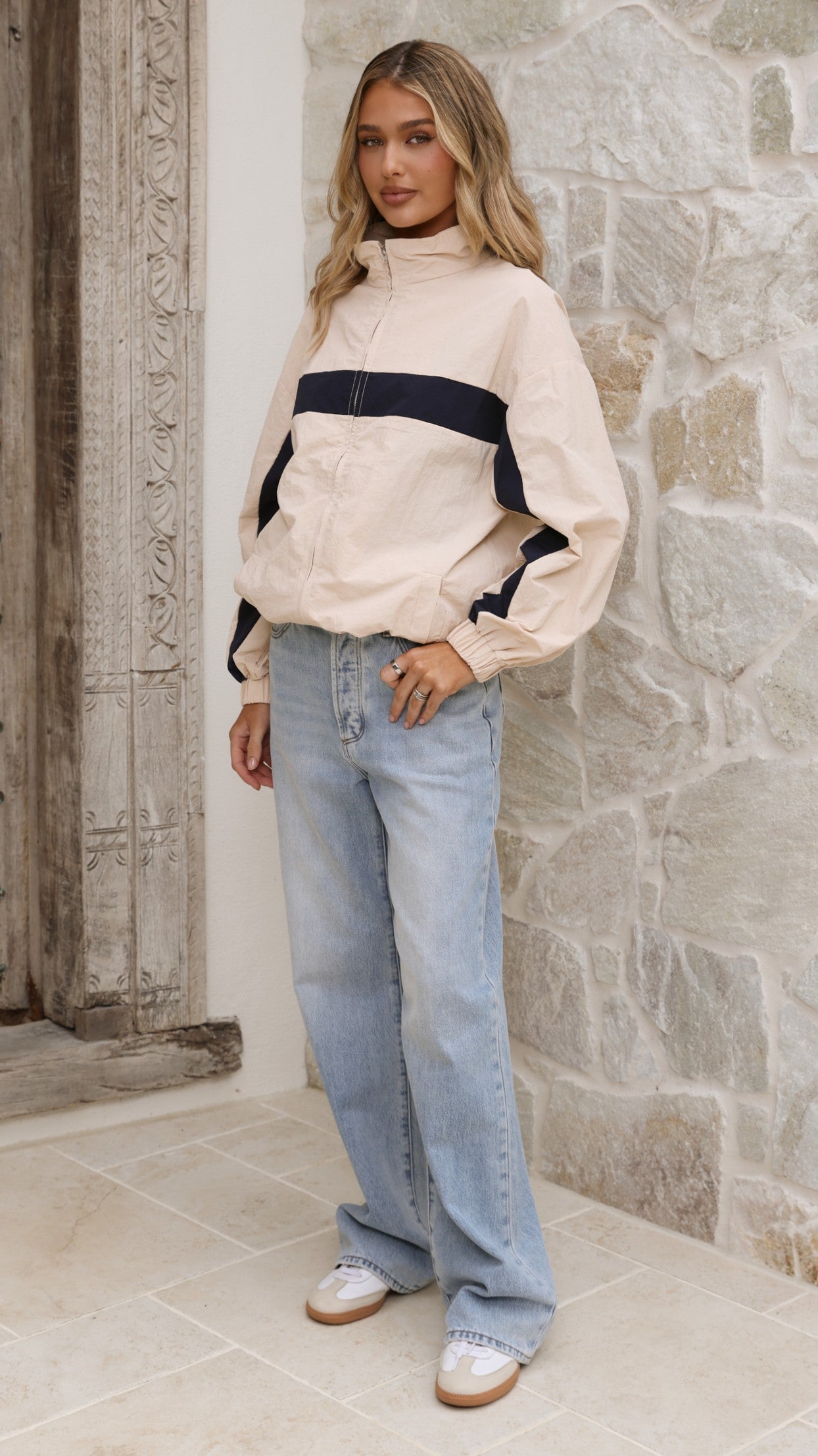 Ariella Jacket - Beige/Navy - Billy J
