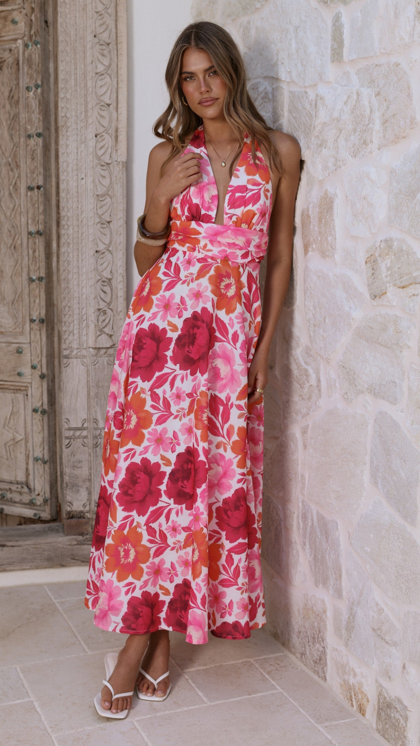 Anara Maxi Dress - Pink Floral - Billy J