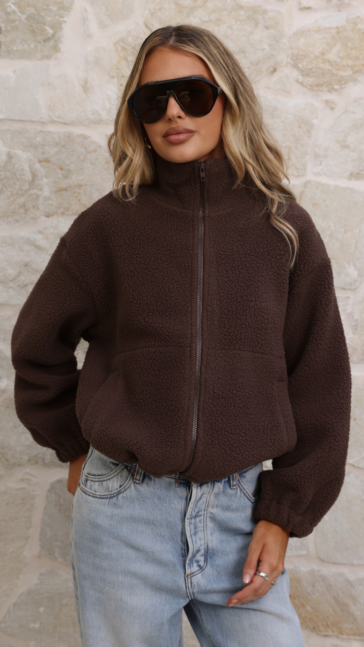 Maisie Teddy Jacket - Chocolate - Billy J