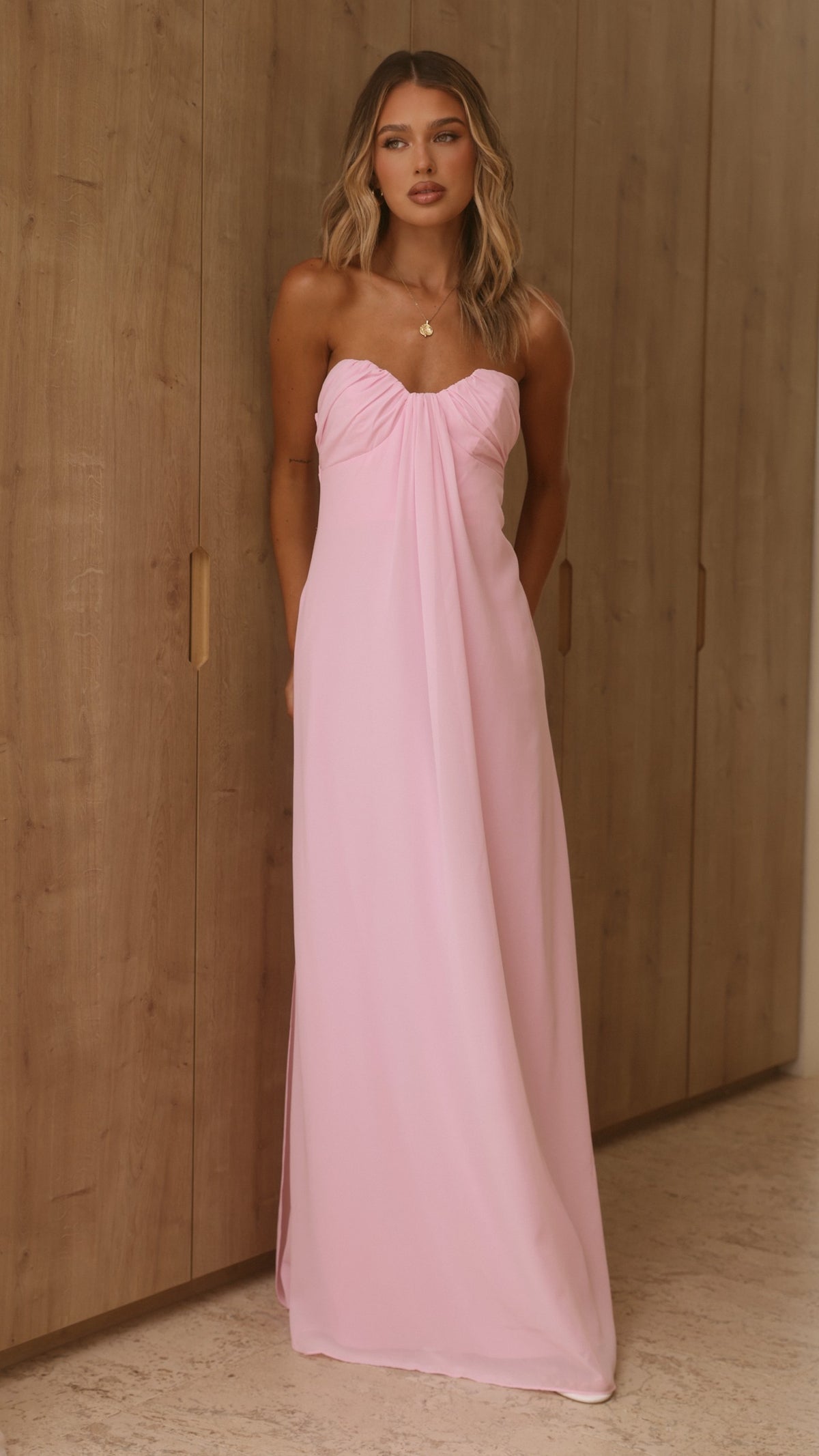 Olivia Strapless Maxi Dress - Pink - Billy J