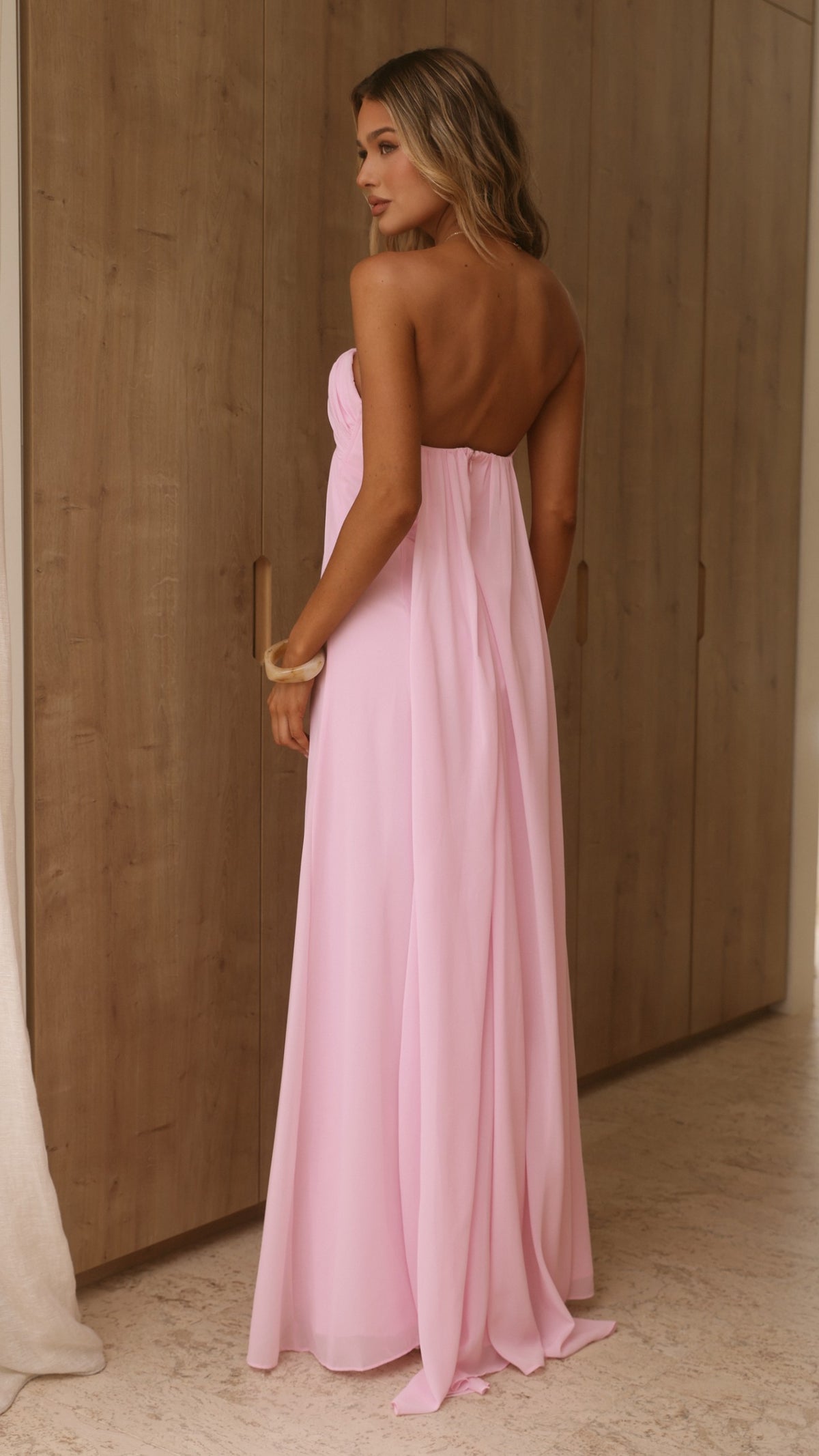 Olivia Strapless Maxi Dress - Pink - Billy J