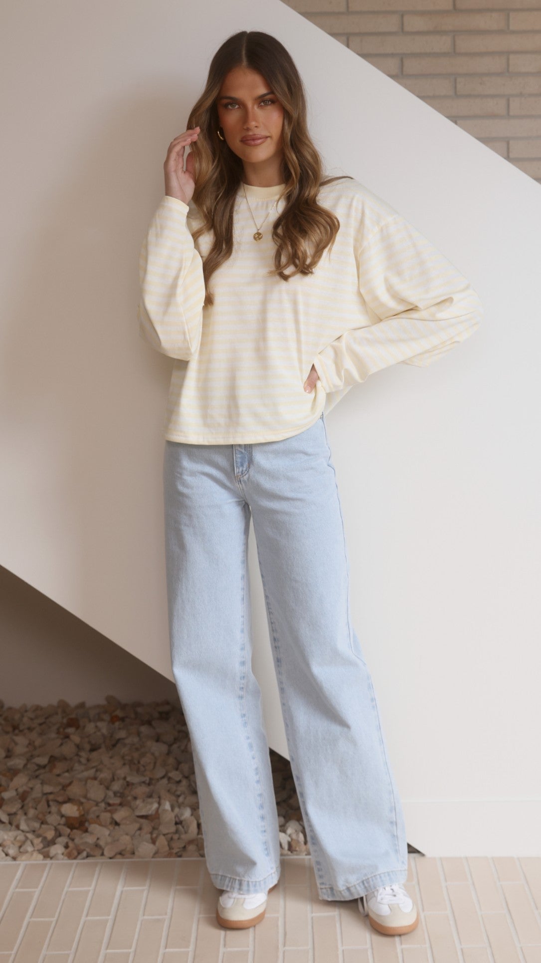 Solana Long Sleeve Top - Yellow Stripe - Billy J