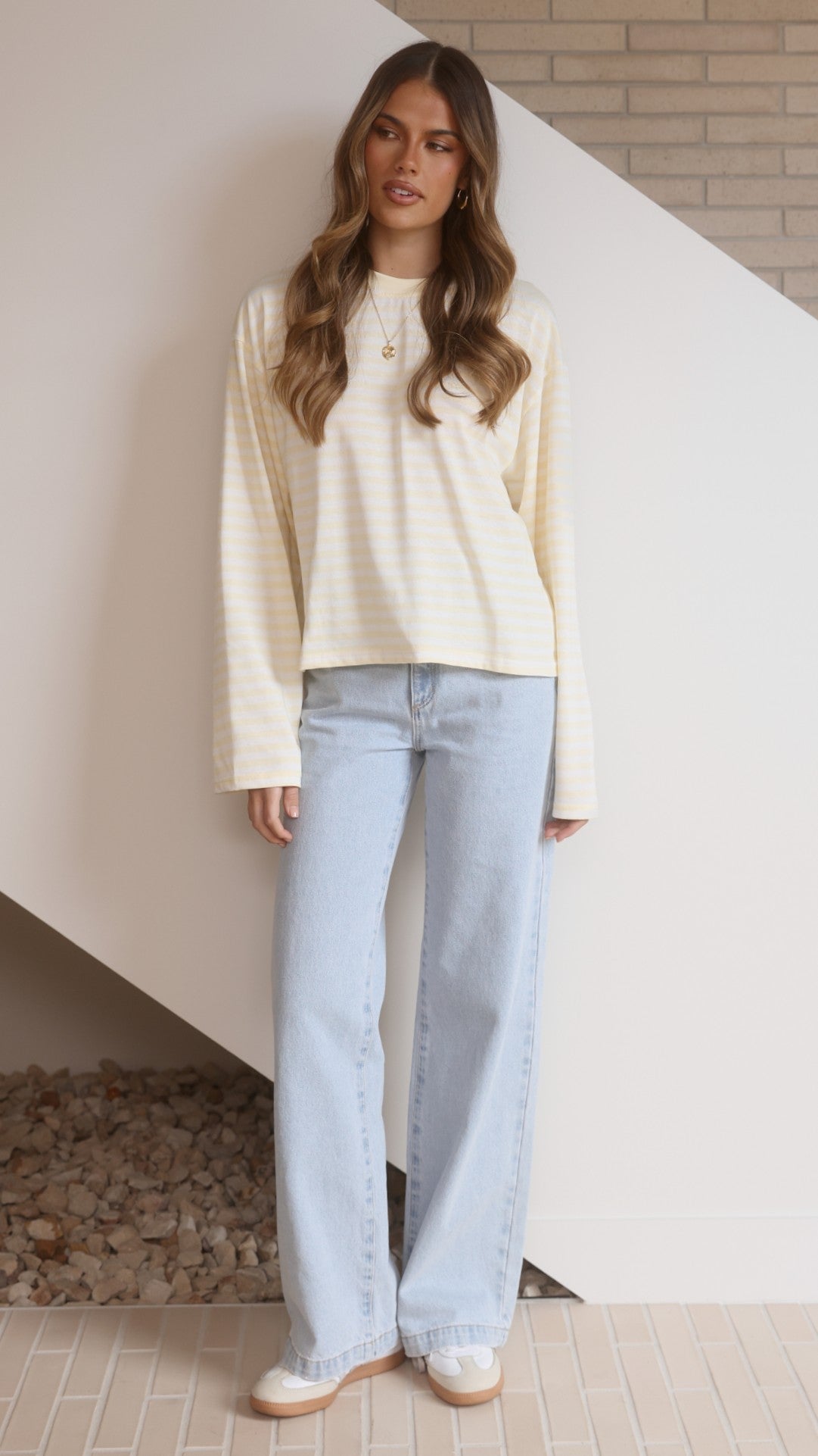 Solana Long Sleeve Top - Yellow Stripe - Billy J