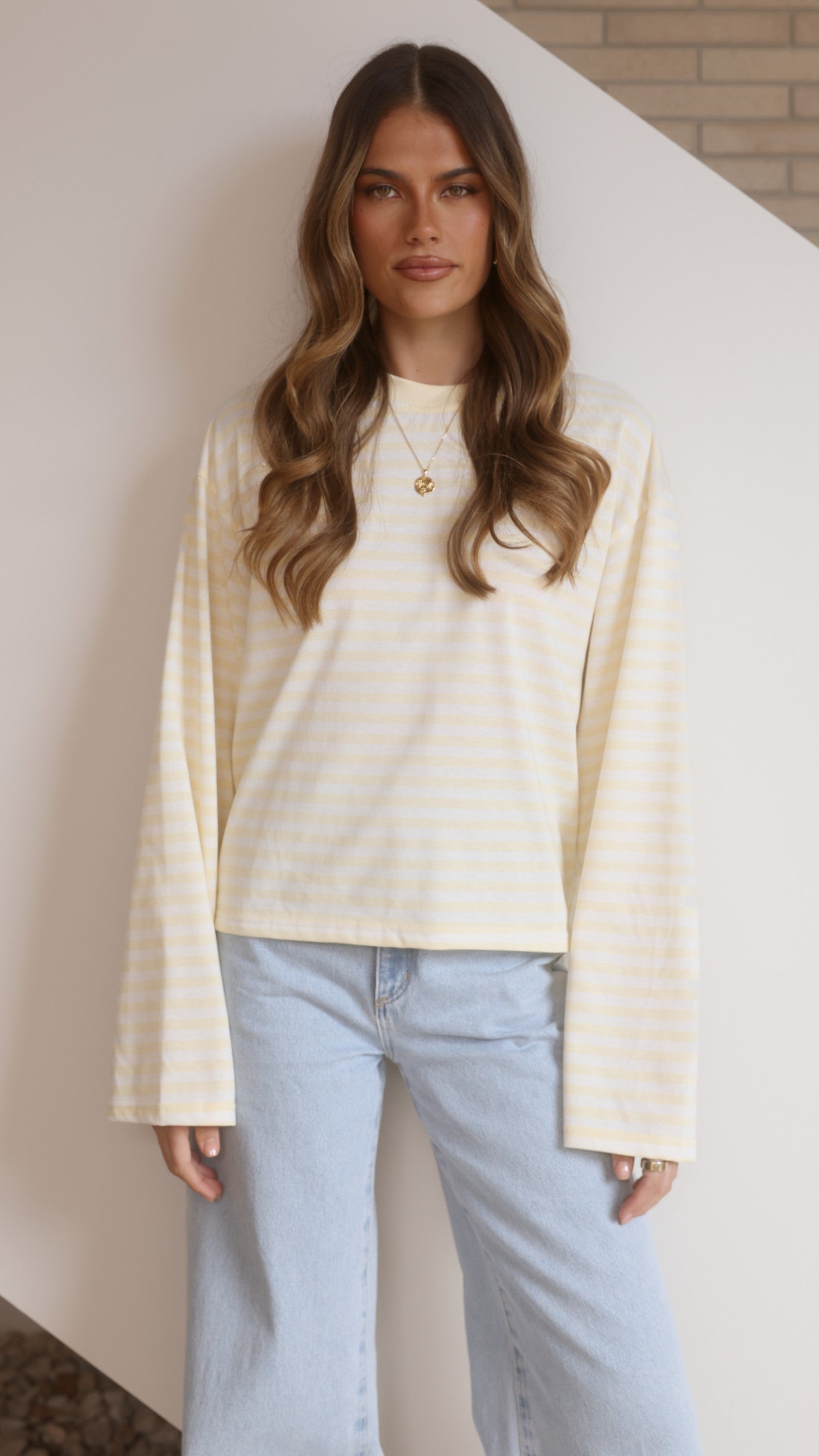 Solana Long Sleeve Top - Yellow Stripe - Billy J