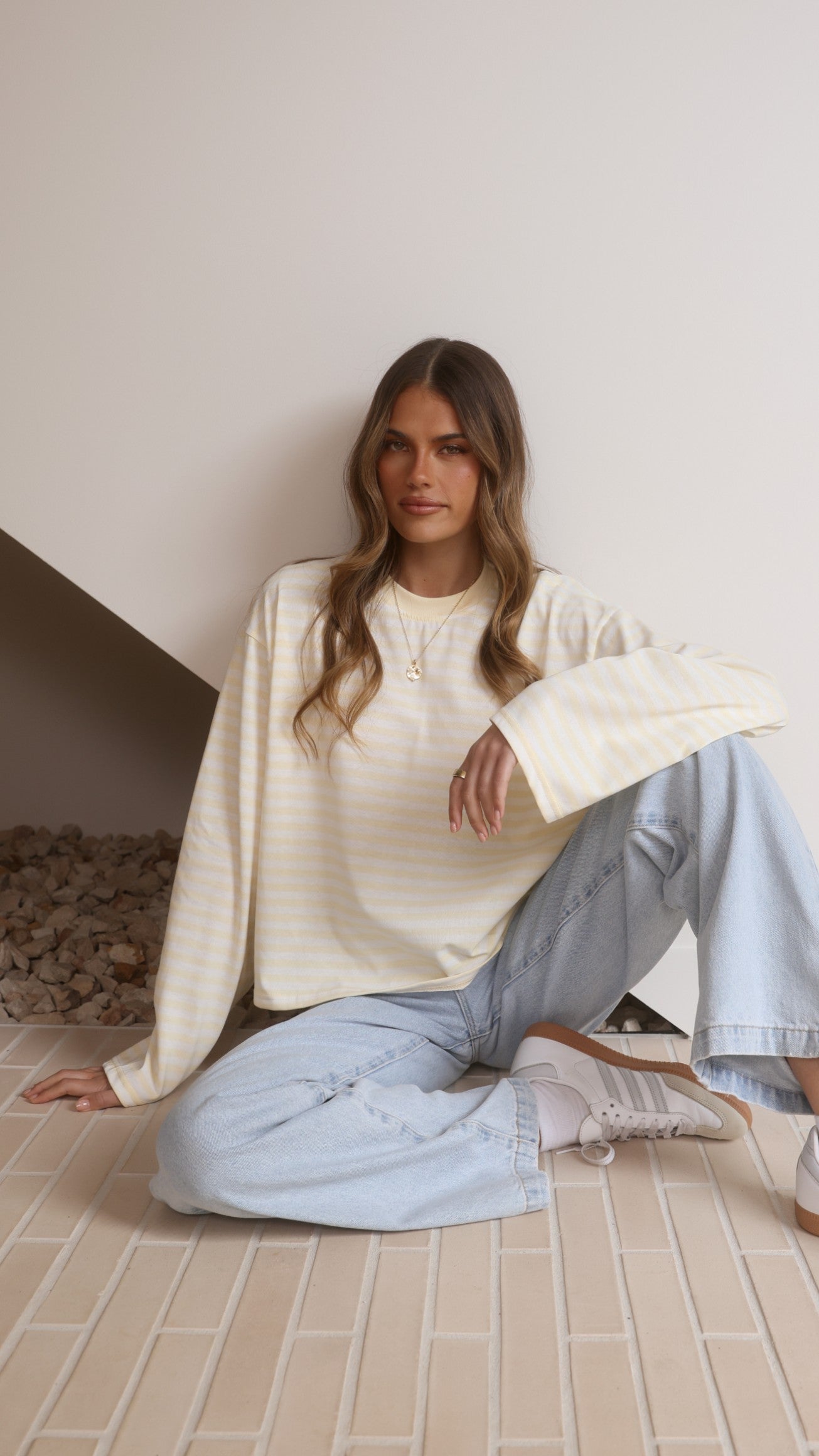 Solana Long Sleeve Top - Yellow Stripe - Billy J