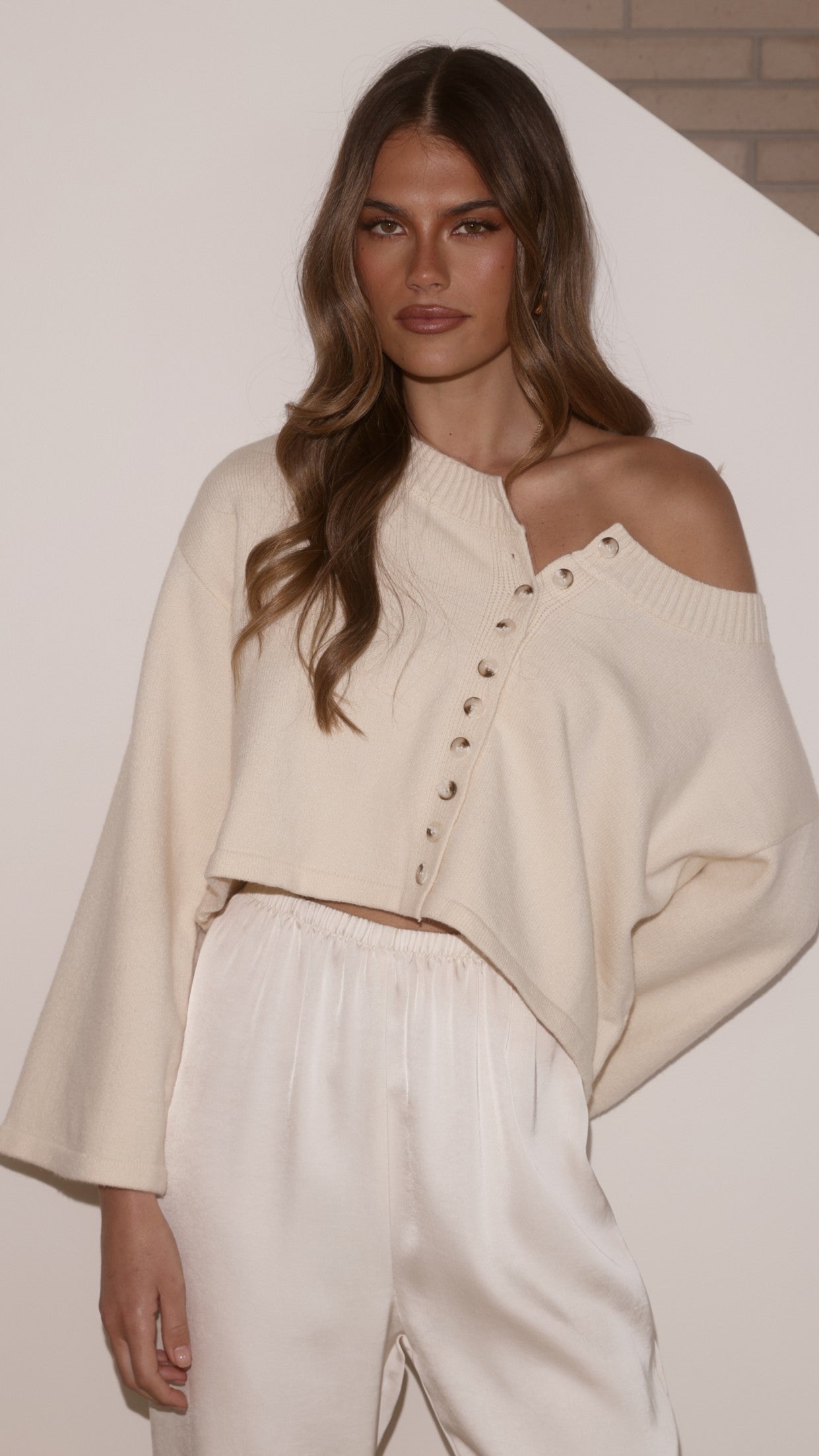 Isako Button Up Long Sleeve Top - Cream - Buy Women's Tops - Billy J