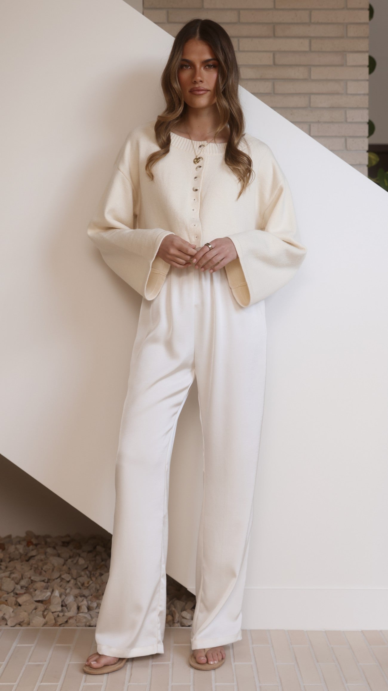 Isako Button Up Long Sleeve Top - Cream - Billy J