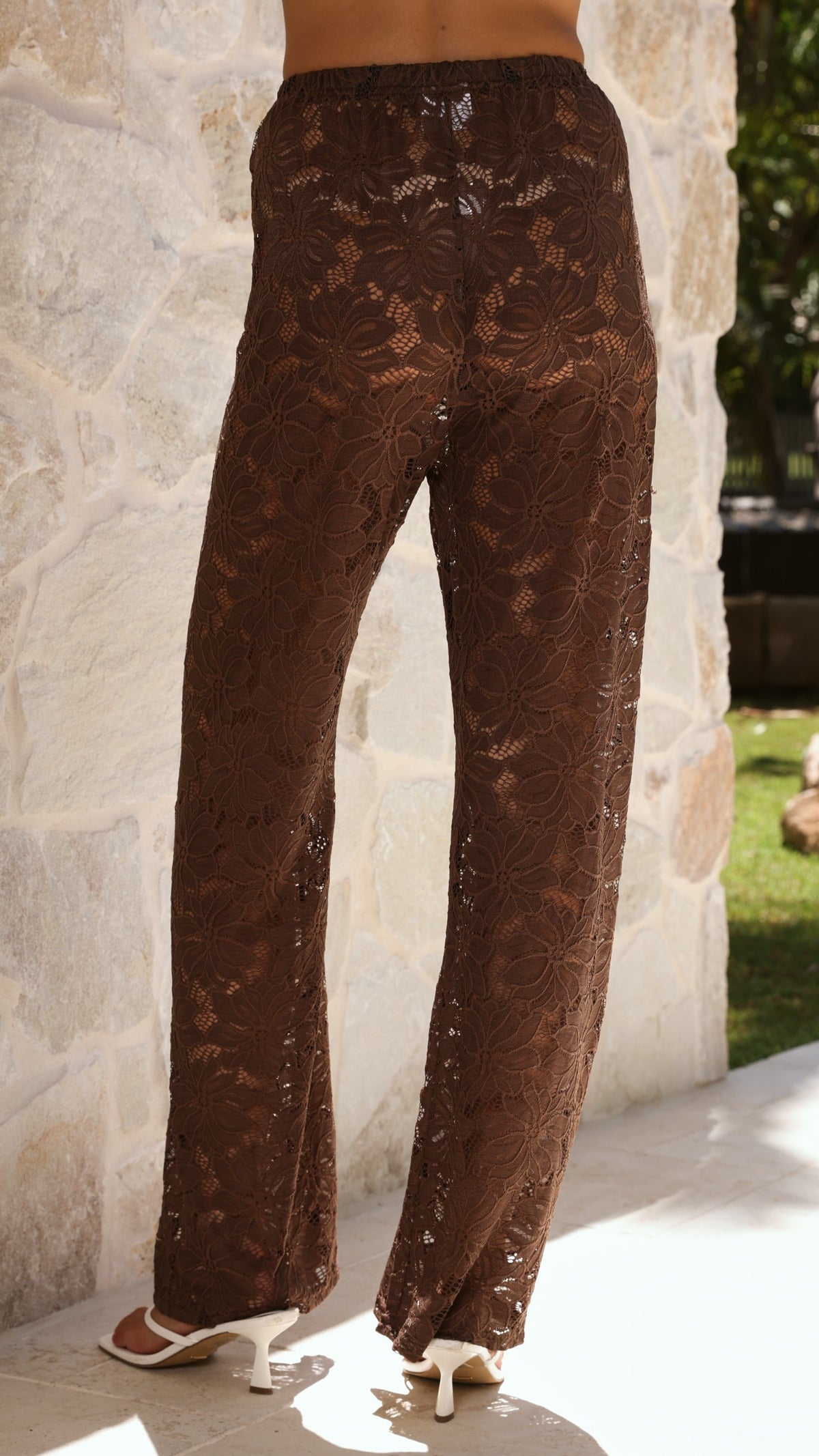 Yvette Top and Lace Pants Set - Chocolate - Billy J