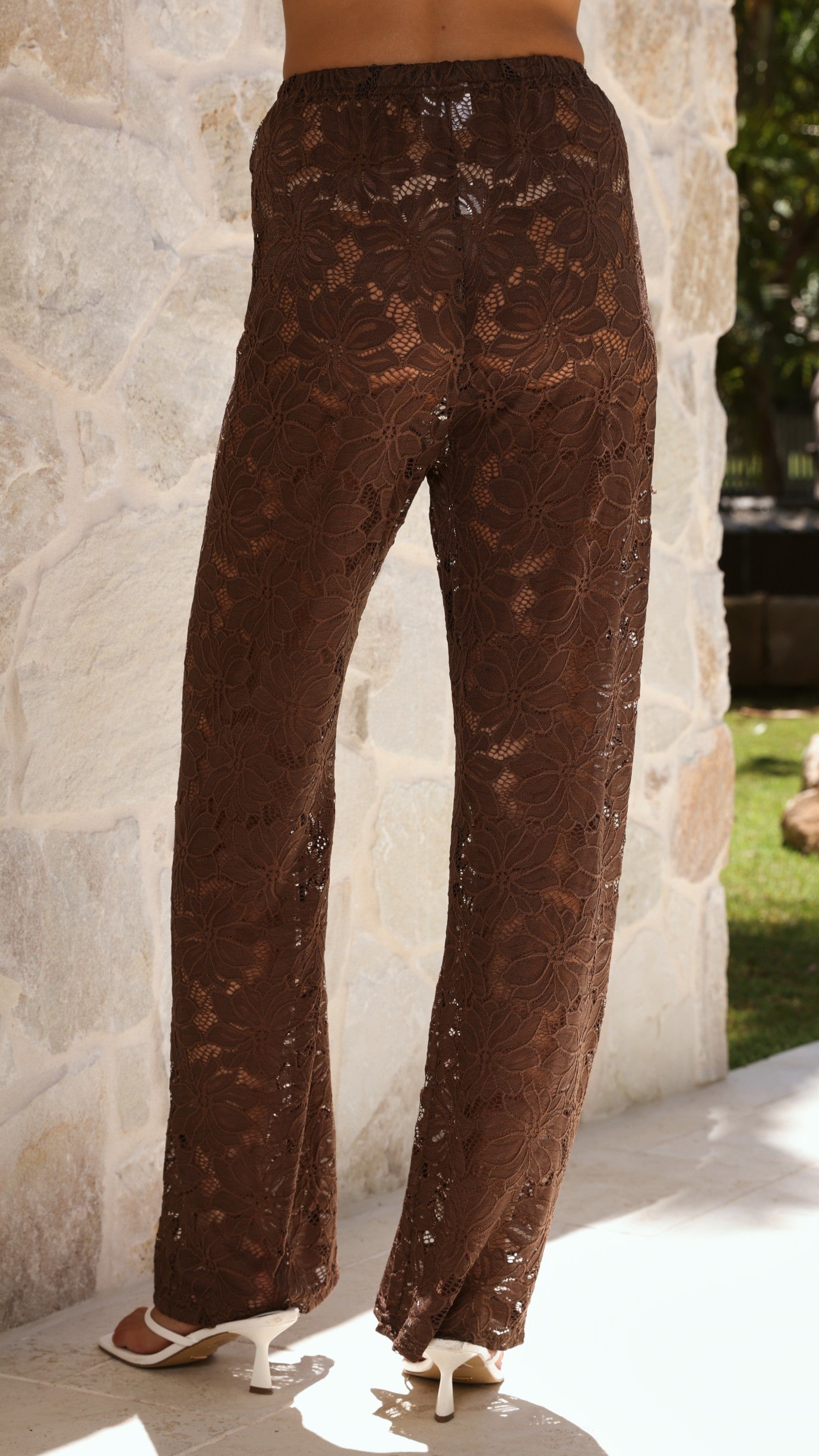 Yvette Top and Lace Pants Set - Chocolate - Billy J