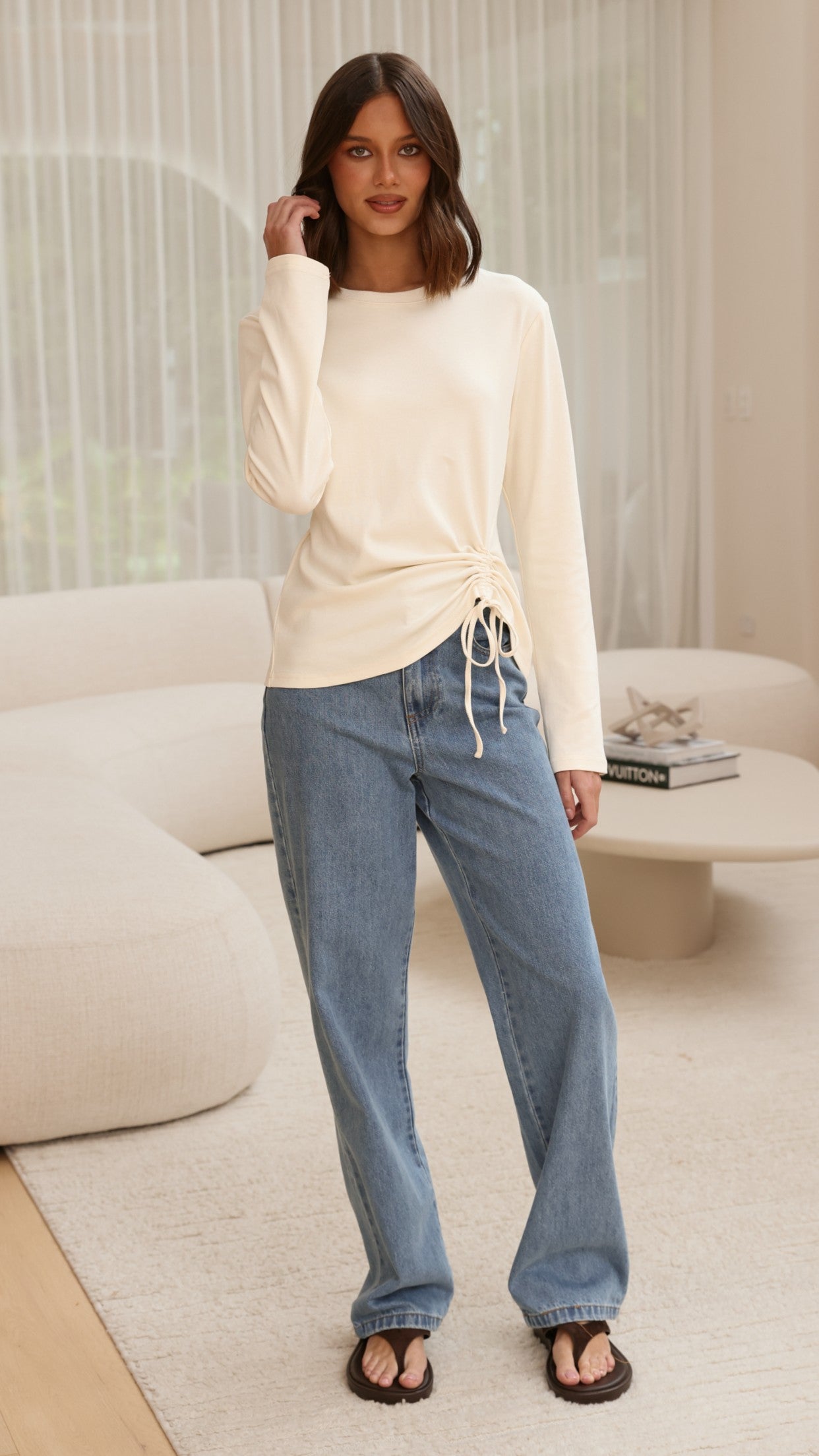 Lydia Long Sleeve Top - Cream - Billy J
