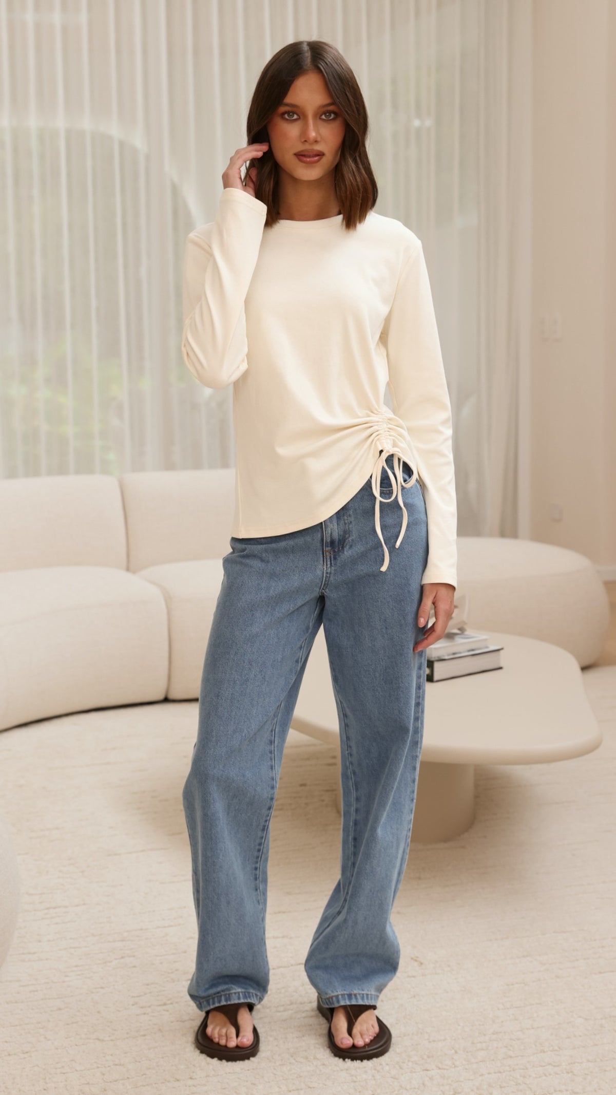 Lydia Long Sleeve Top - Cream - Billy J