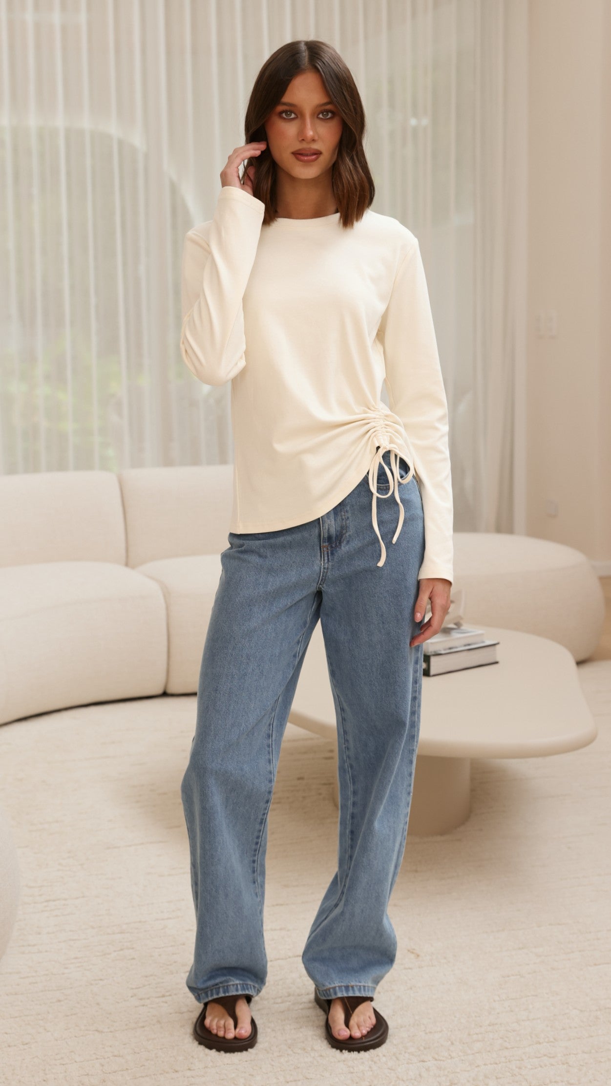 Lydia Long Sleeve Top - Cream - Billy J