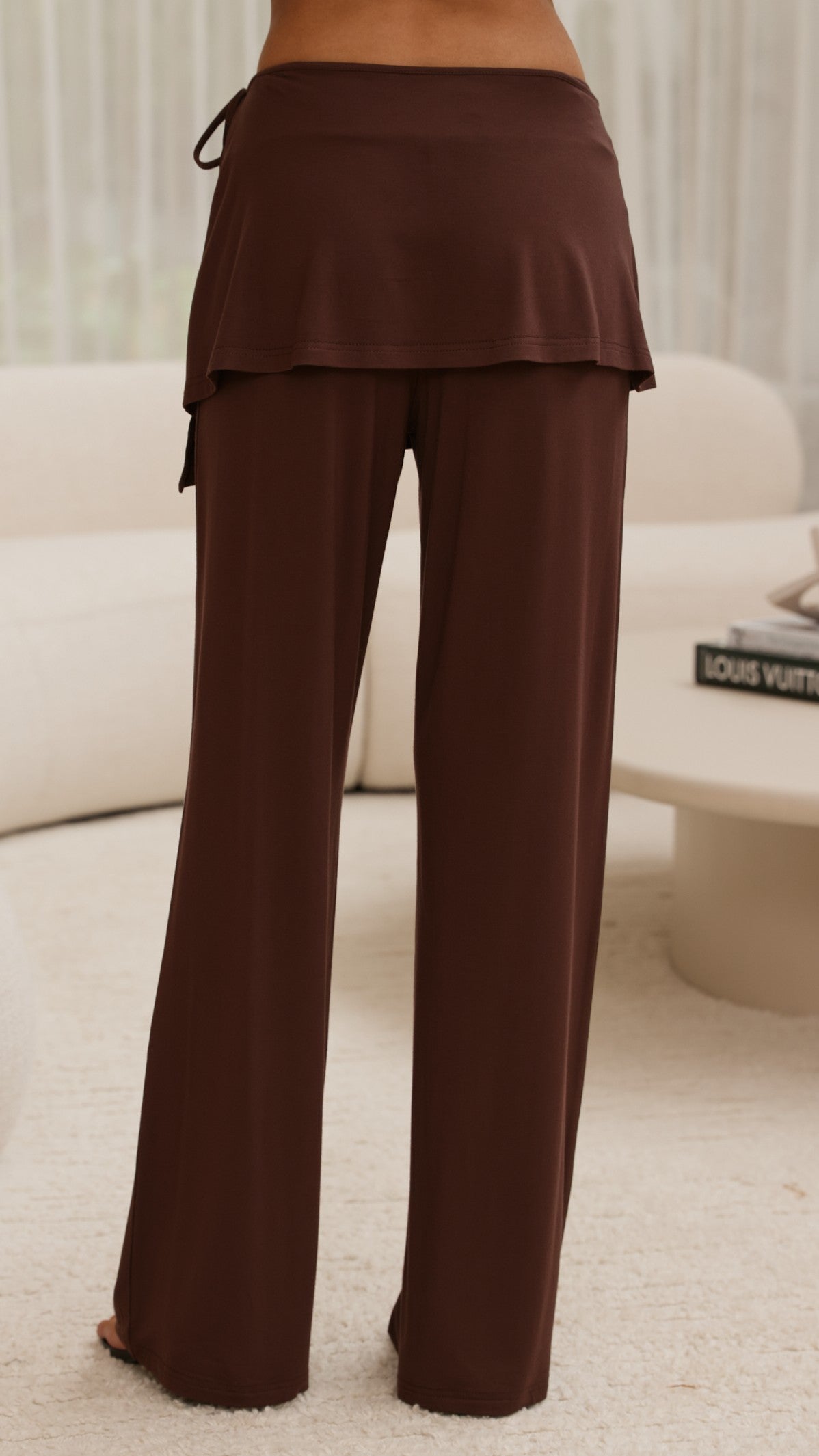 Jaxie Skirt Overlay Pants - Brown - Billy J