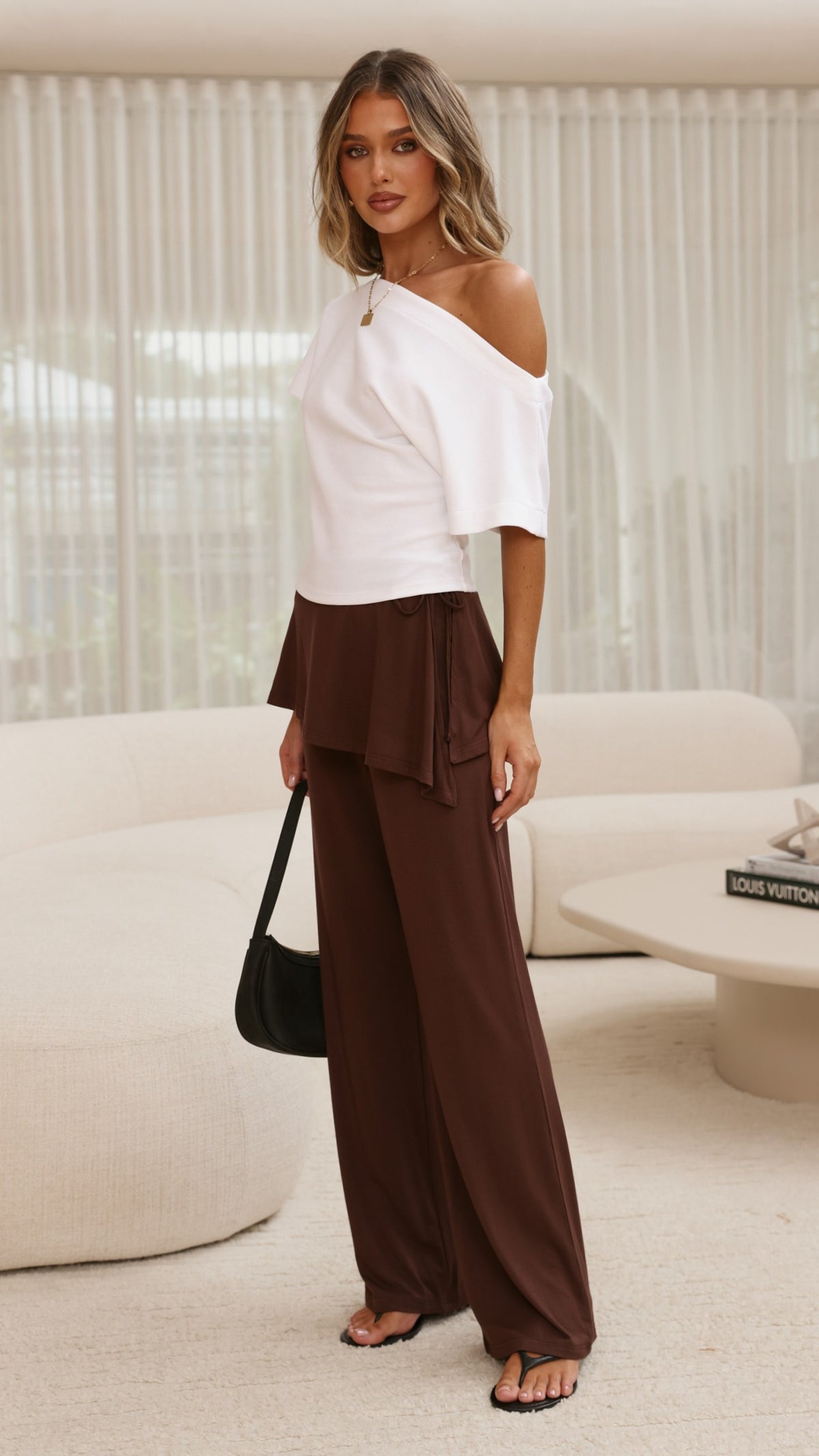 Jaxie Skirt Overlay Pants - Brown - Billy J