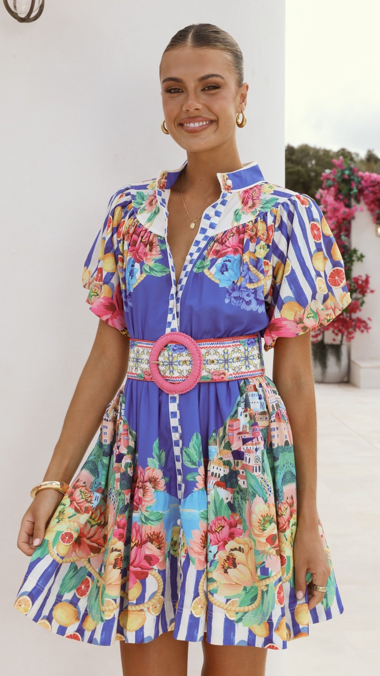 Talisha Mini Dress - Positano Cobalt - Billy J