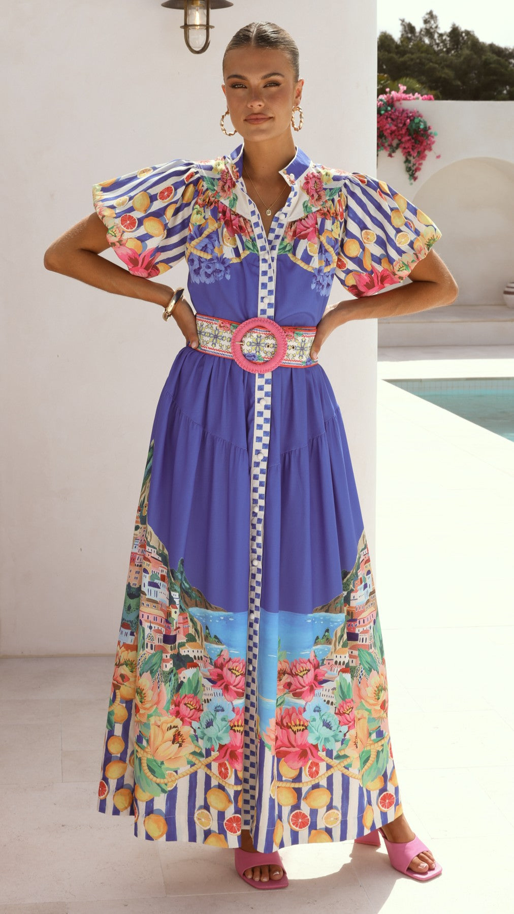 Bloom Maxi Dress - Positano Cobalt - Billy J