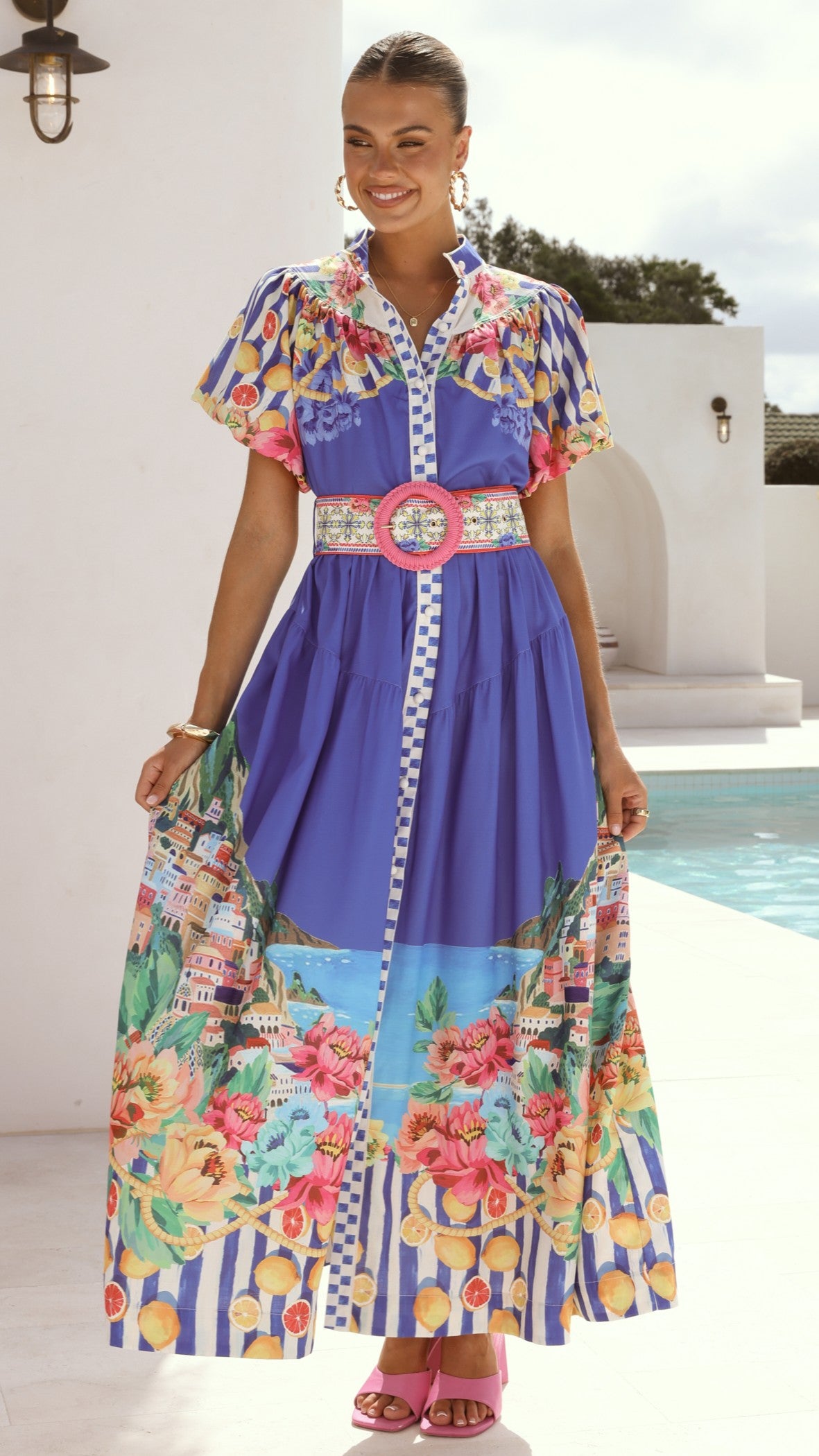 Bloom Maxi Dress - Positano Cobalt - Billy J