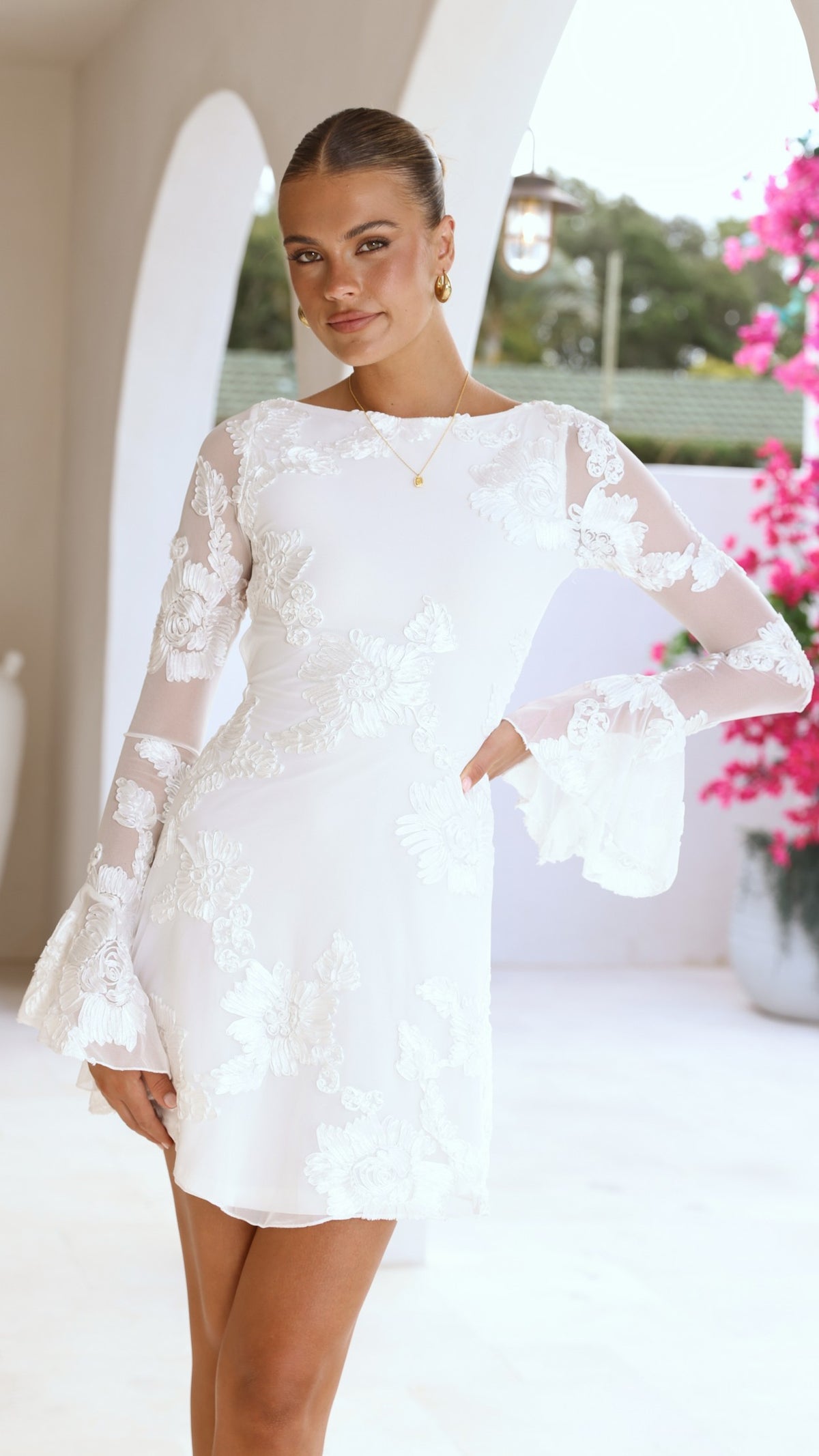 long sleeve cocktail dress australia Lisa Barron | VENEZIA Bell Sleeve Cocktail Dress