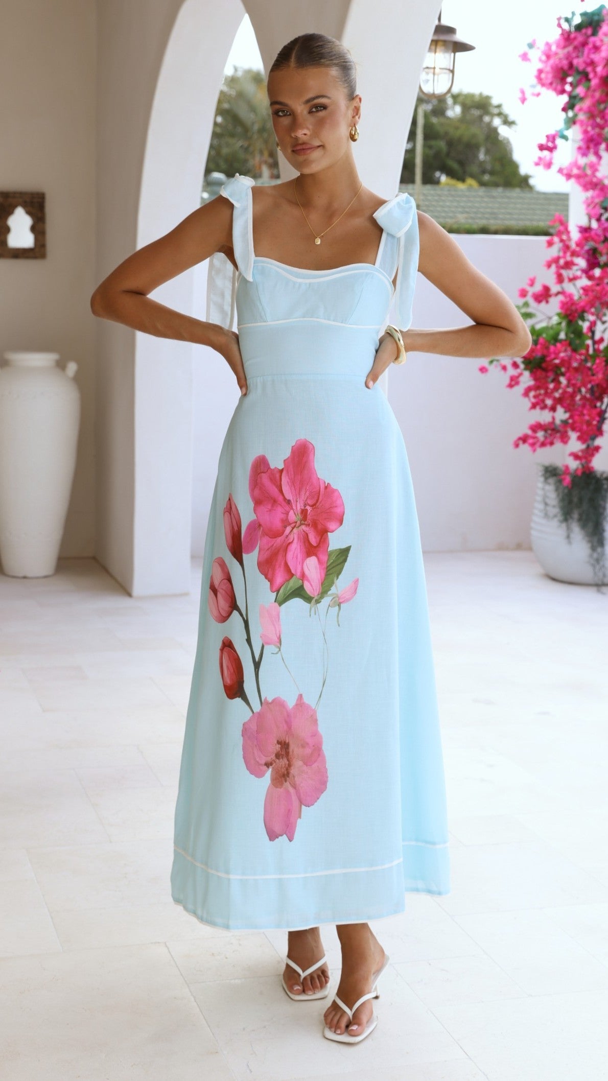 Beverly Maxi Dress - Blue/Pink Floral - Billy J
