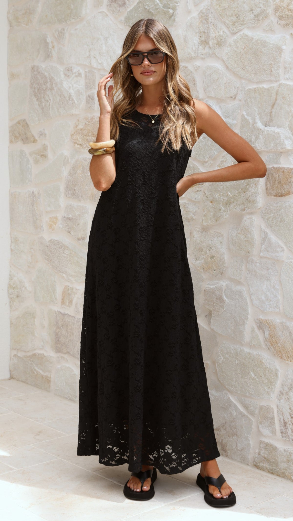 Cerelia Maxi Dress - Black Lace - Billy J
