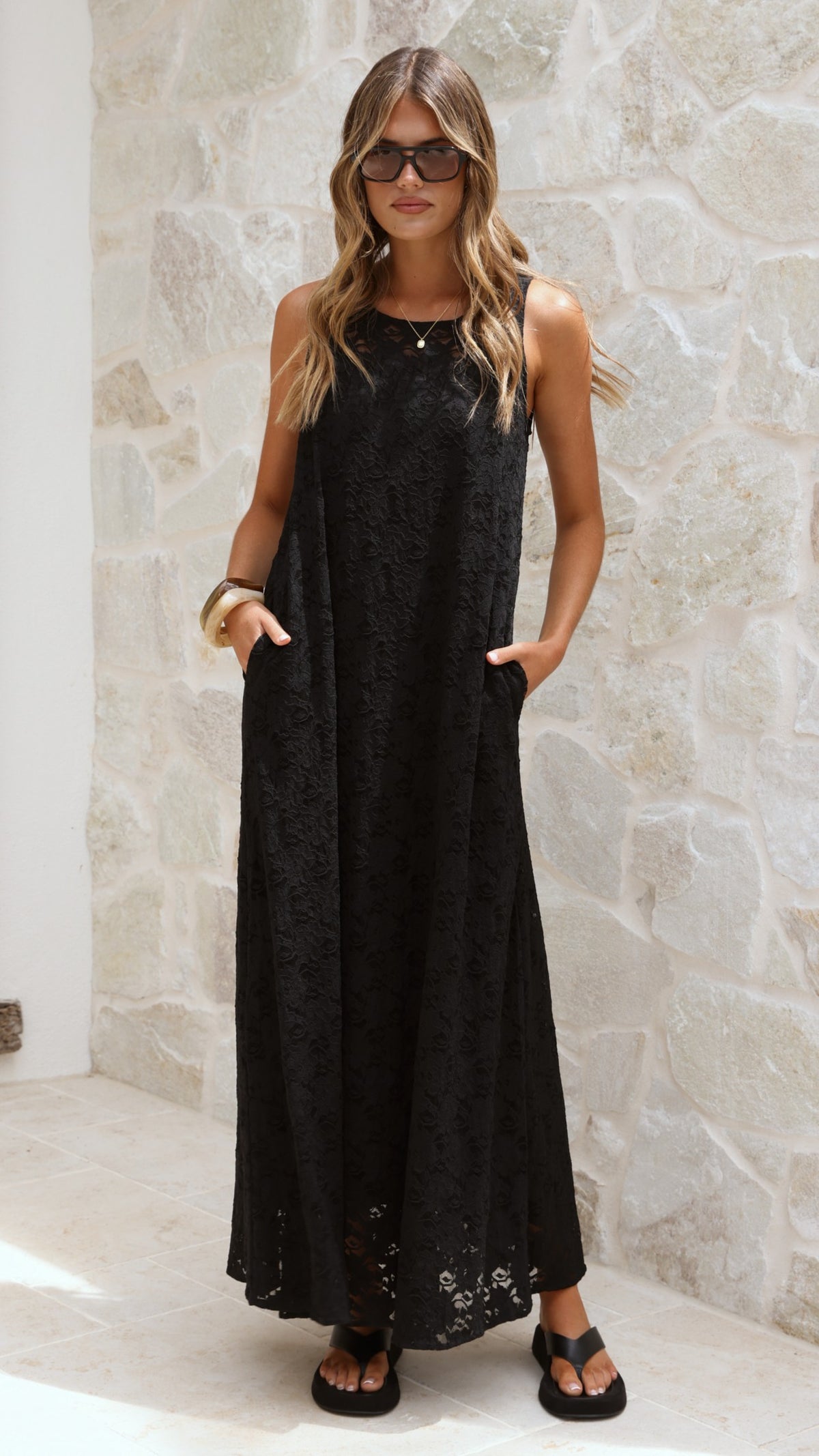 Cerelia Maxi Dress - Black Lace - Billy J