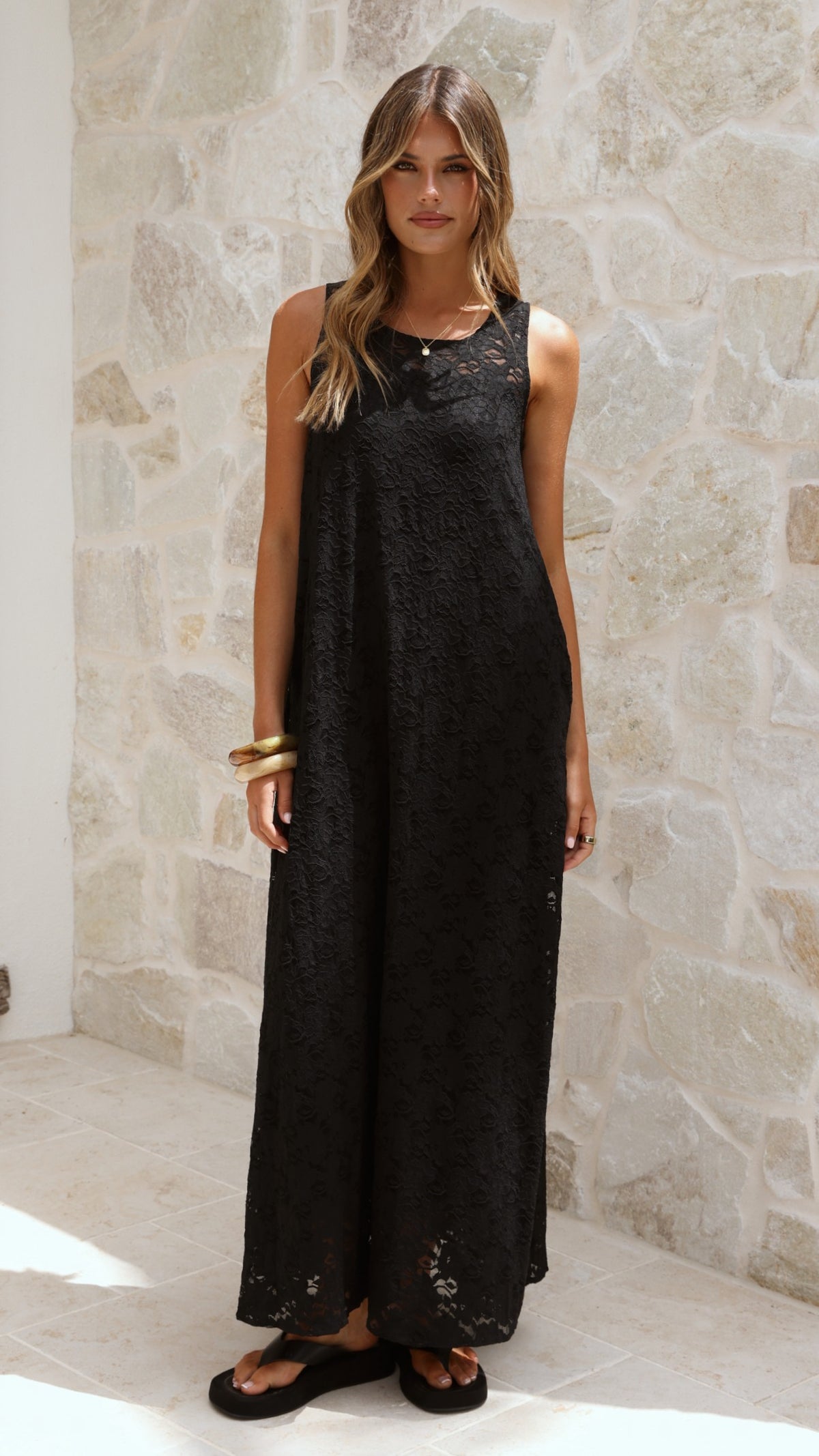 Cerelia Maxi Dress - Black Lace - Billy J